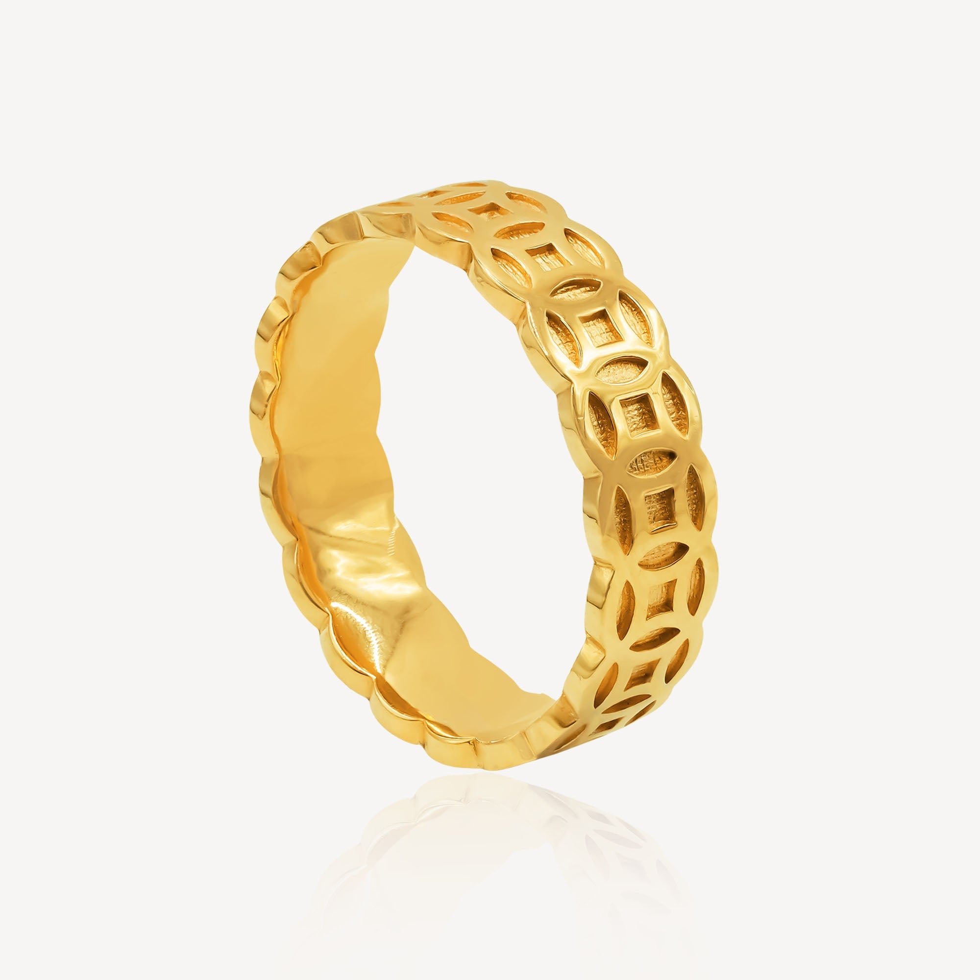 916 Gold Solid Coin Ring