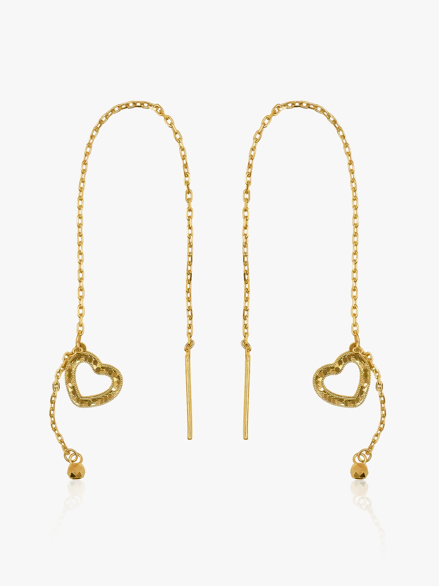 916 Gold Glittery Love Threader Earring