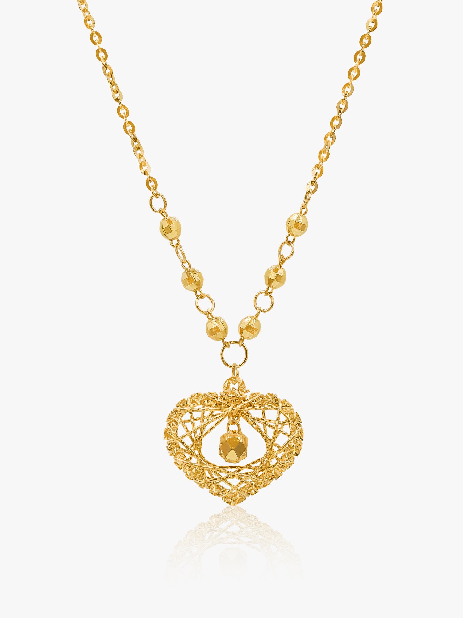 916 Gold Heart Lattice Style Set Chain