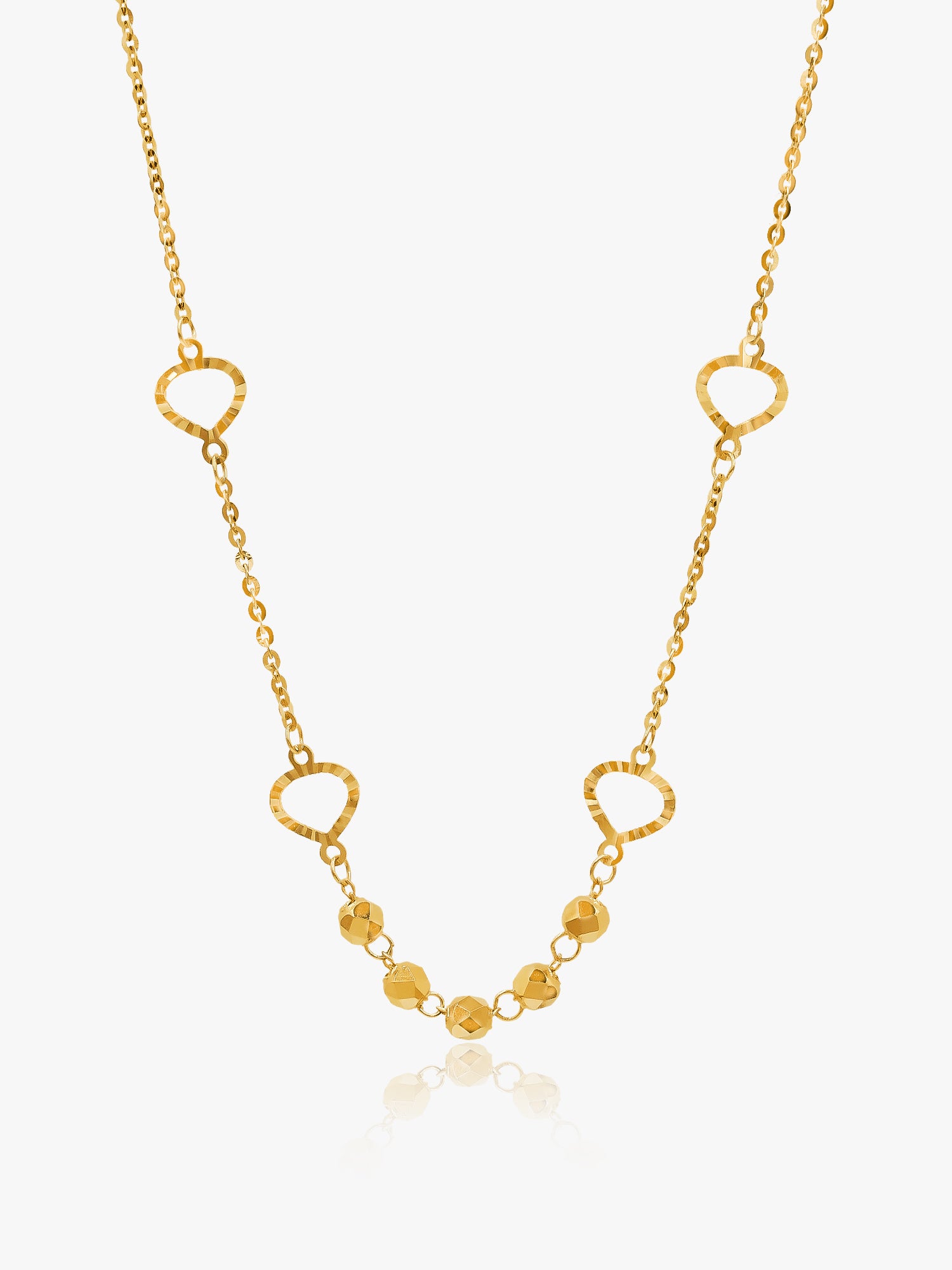 916 Gold Heart with Disco Bead Set Chain