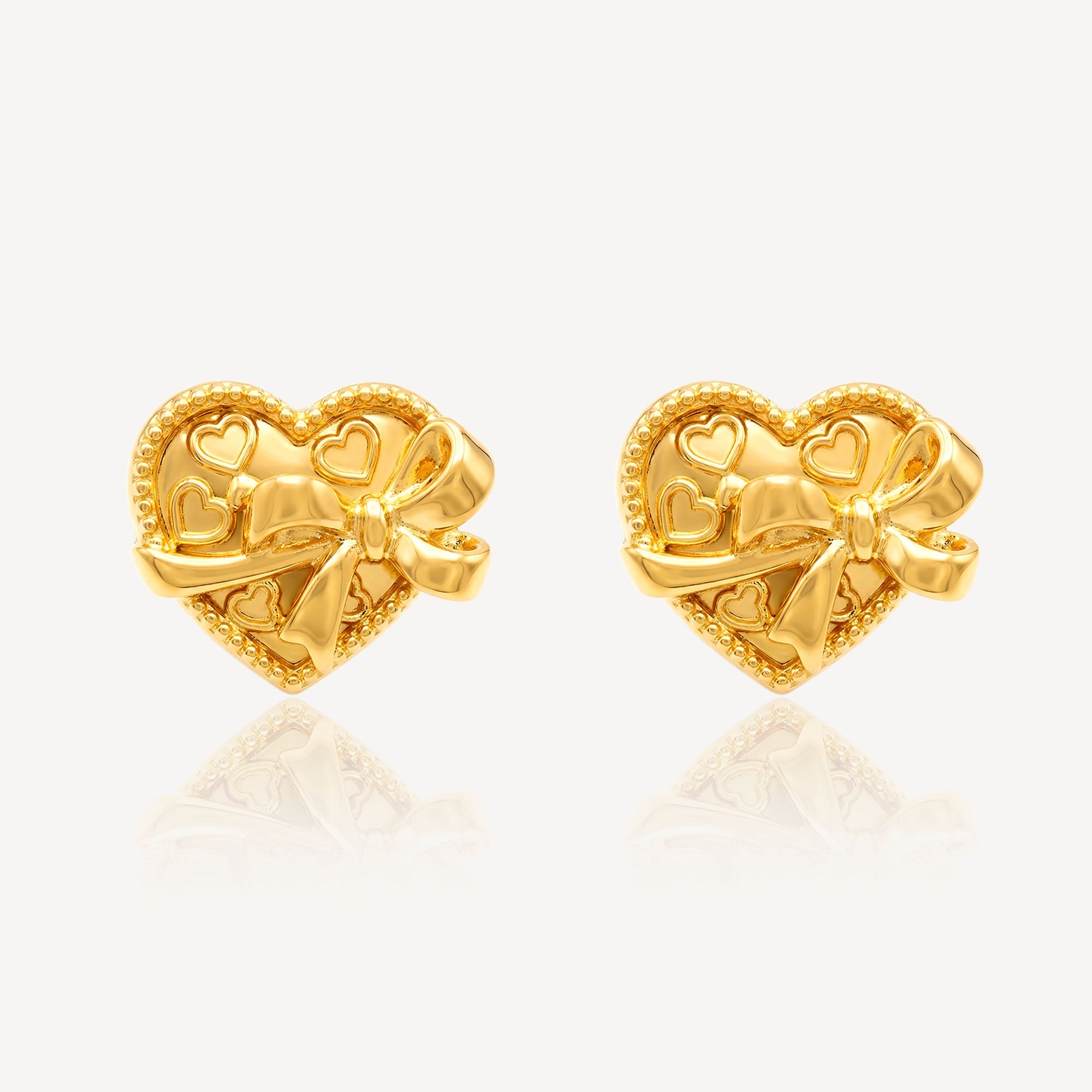 916 Gold Hollow LoveRibbon Earring