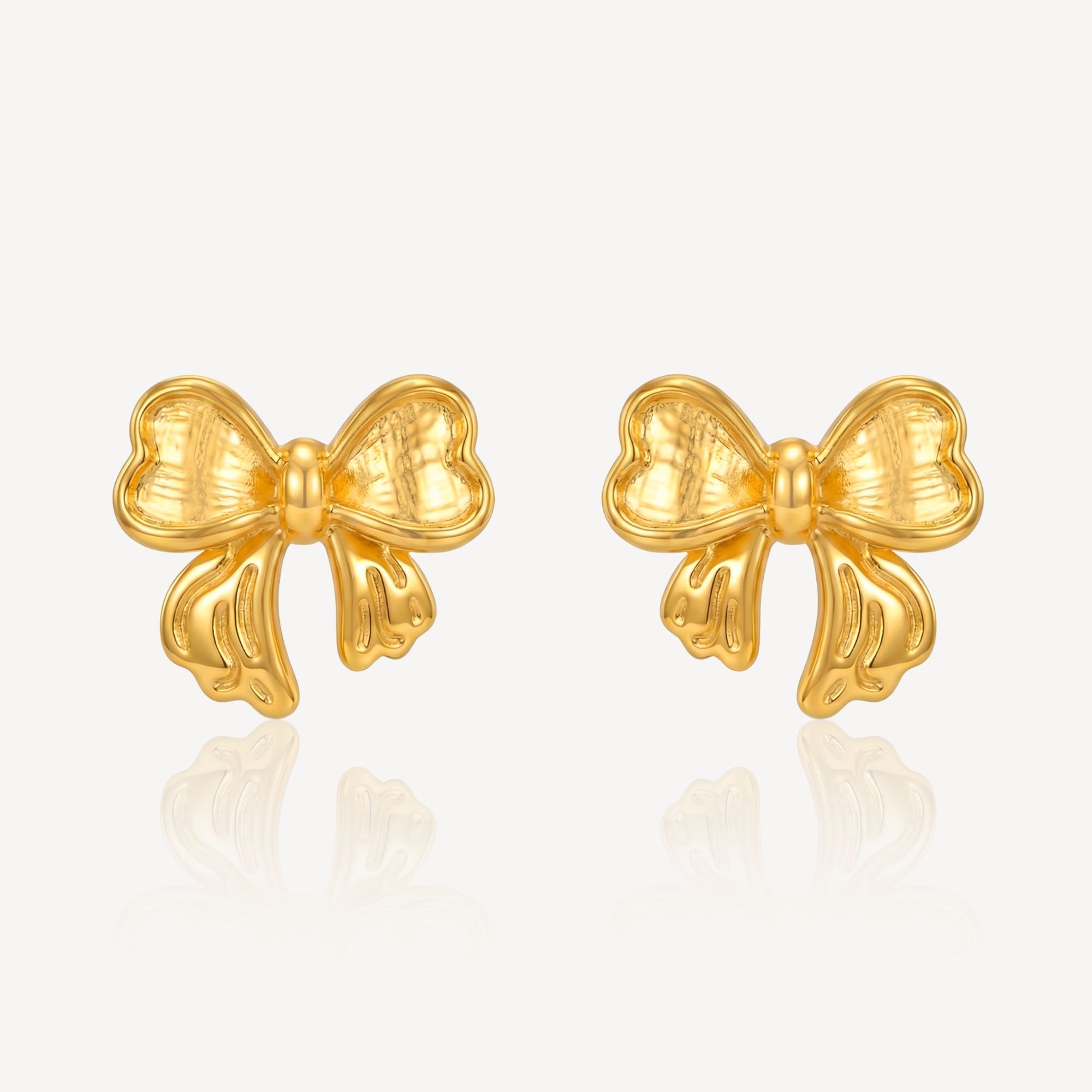 916 Gold Hollow Ribbon Earring