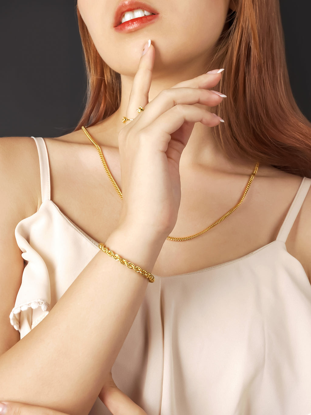 916 Gold Hollow Rope Bracelet (4mm)