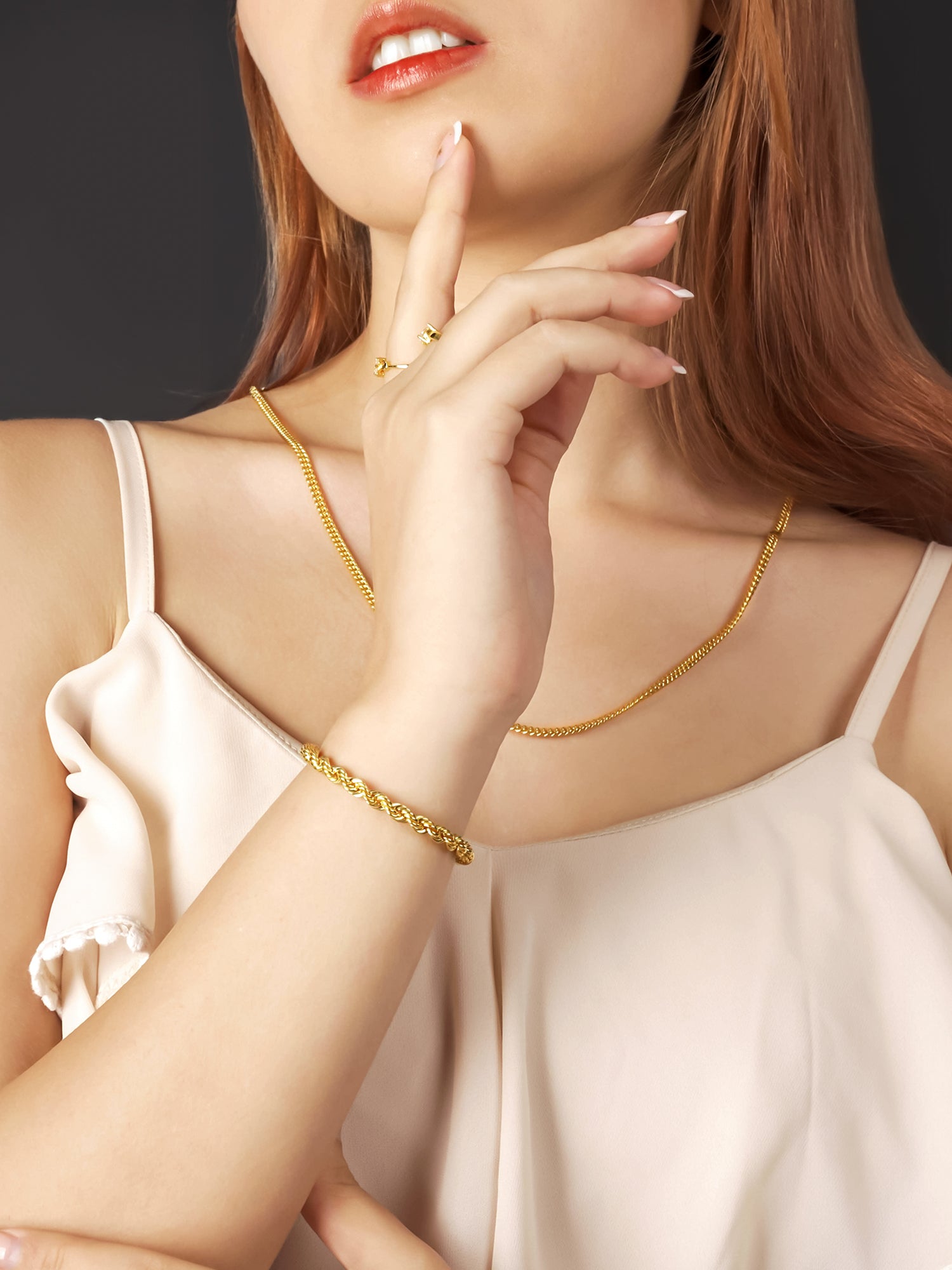 916 Gold Hollow Rope Bracelet (4mm)