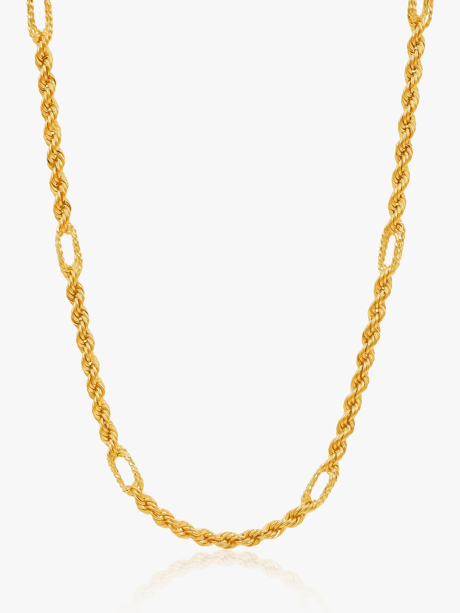 916 Gold Hollow Rope Interlock Chain