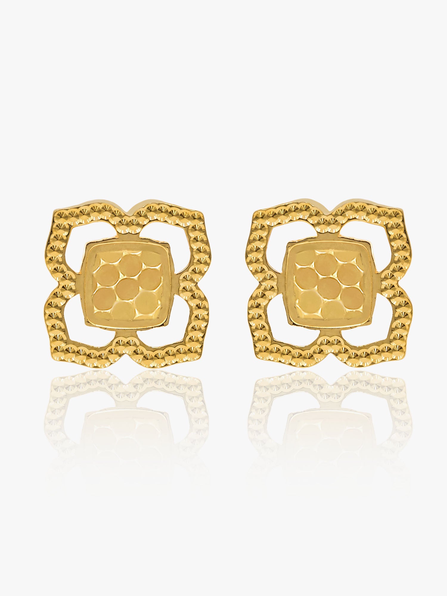 916 Gold Honey Comb Earring