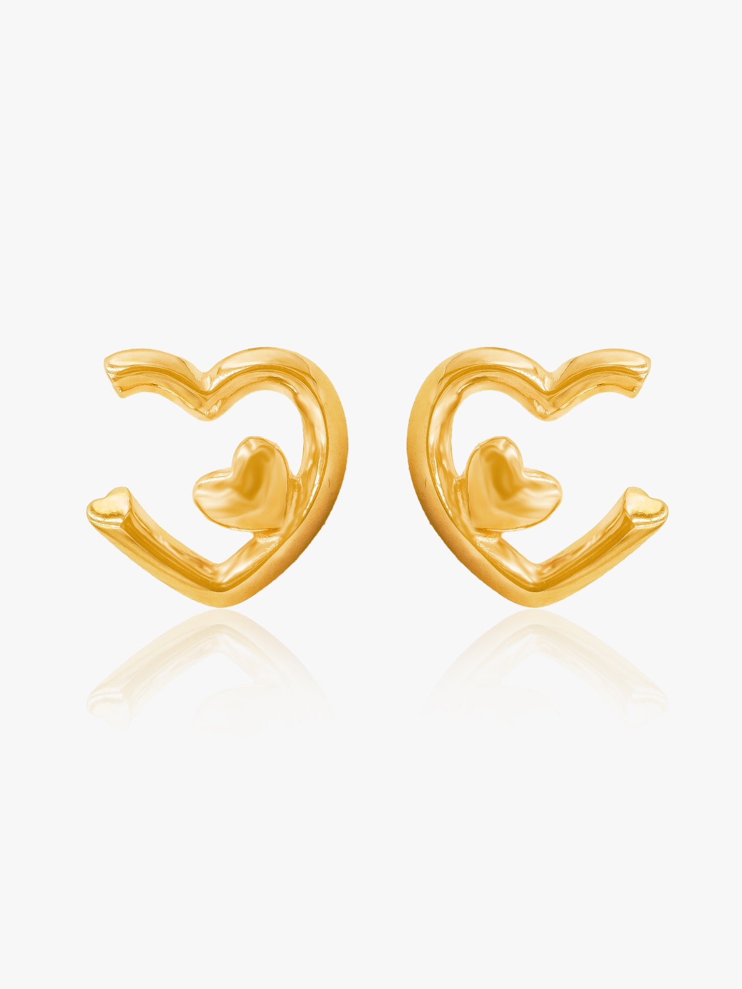 916 Gold Inner Heart Earring