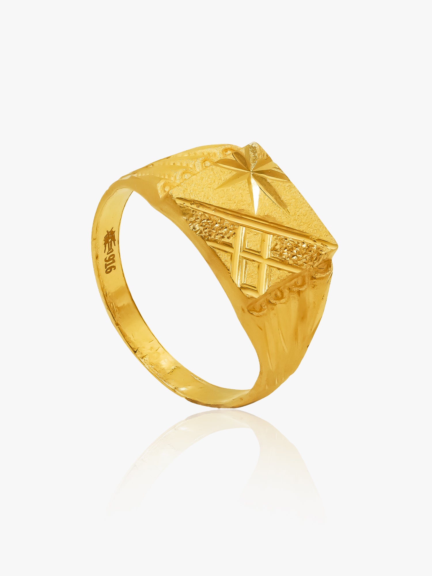916 Gold Luna Square Ring