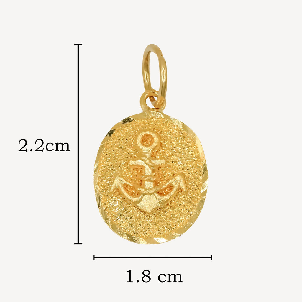 916 Gold Oval Anchor Pendant