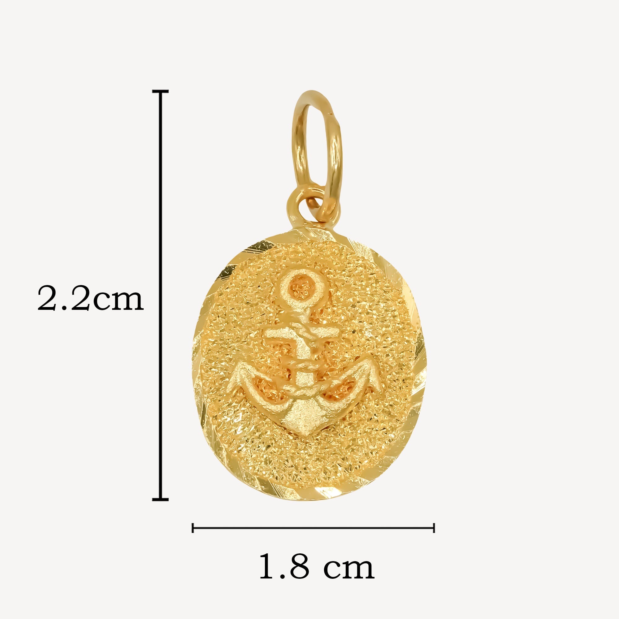 916 Gold Oval Anchor Pendant