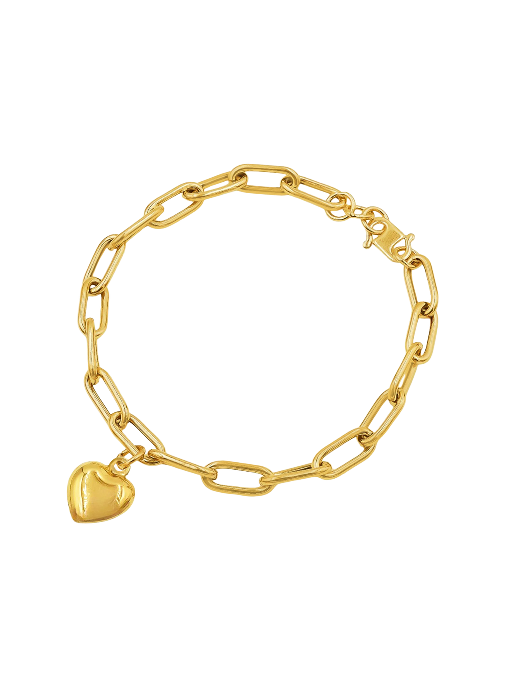 916 Gold Paperclip with Golden Heart Bracelet