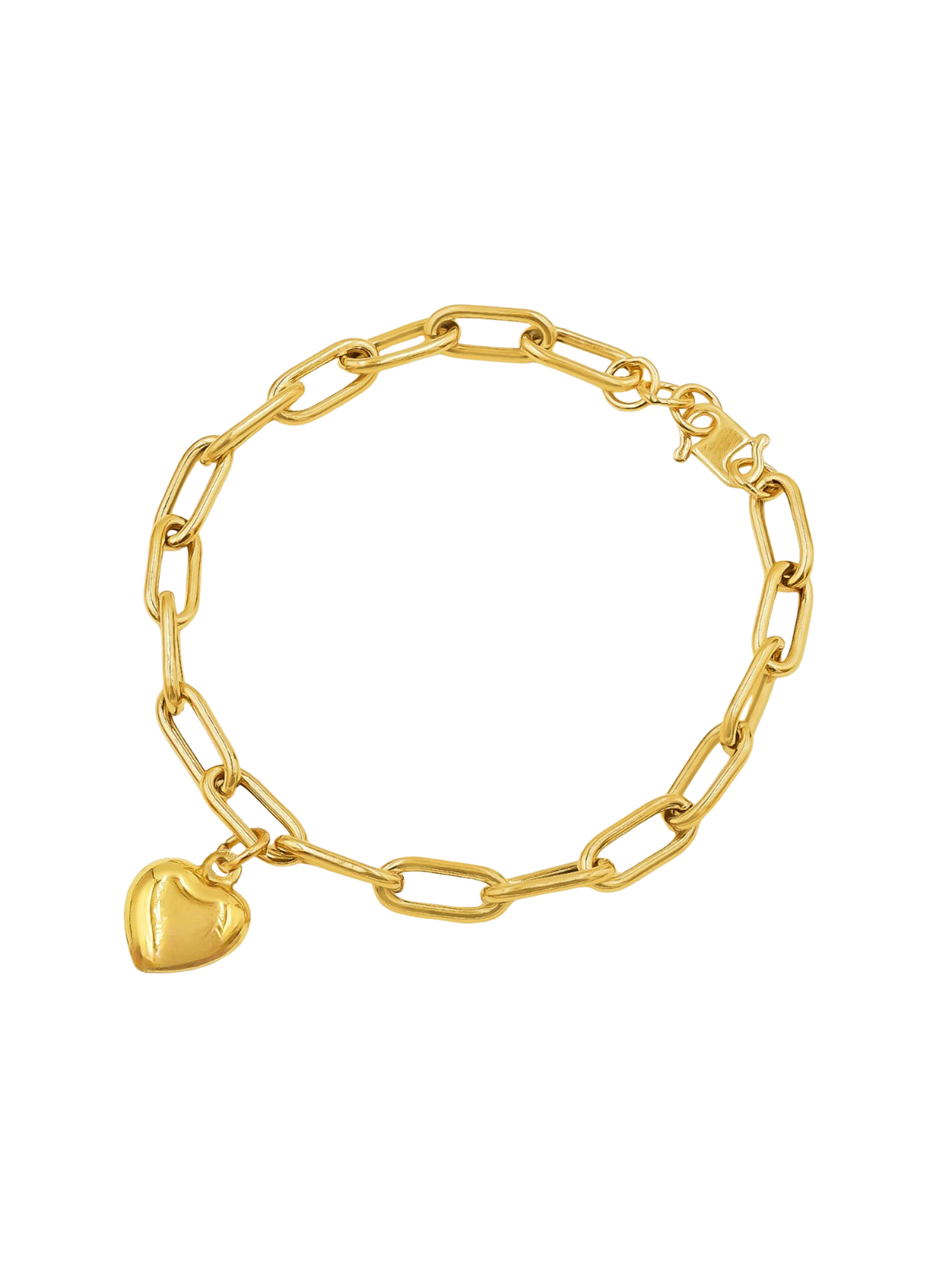 916 Gold Paperclip with Golden Heart Bracelet