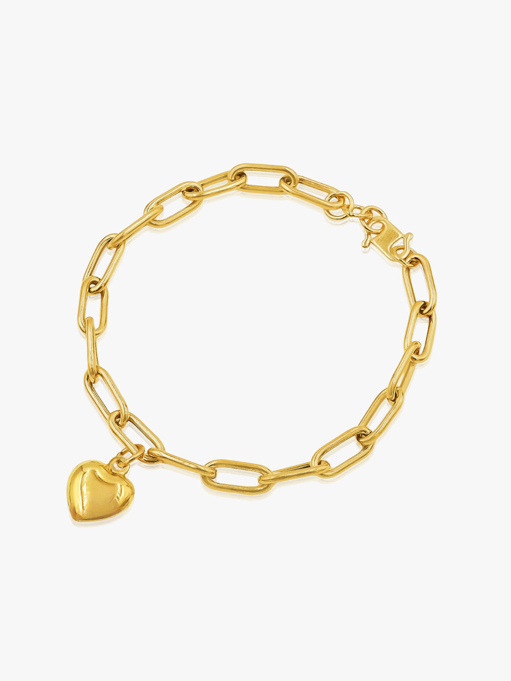916 Gold Paperclip with Golden Heart Bracelet