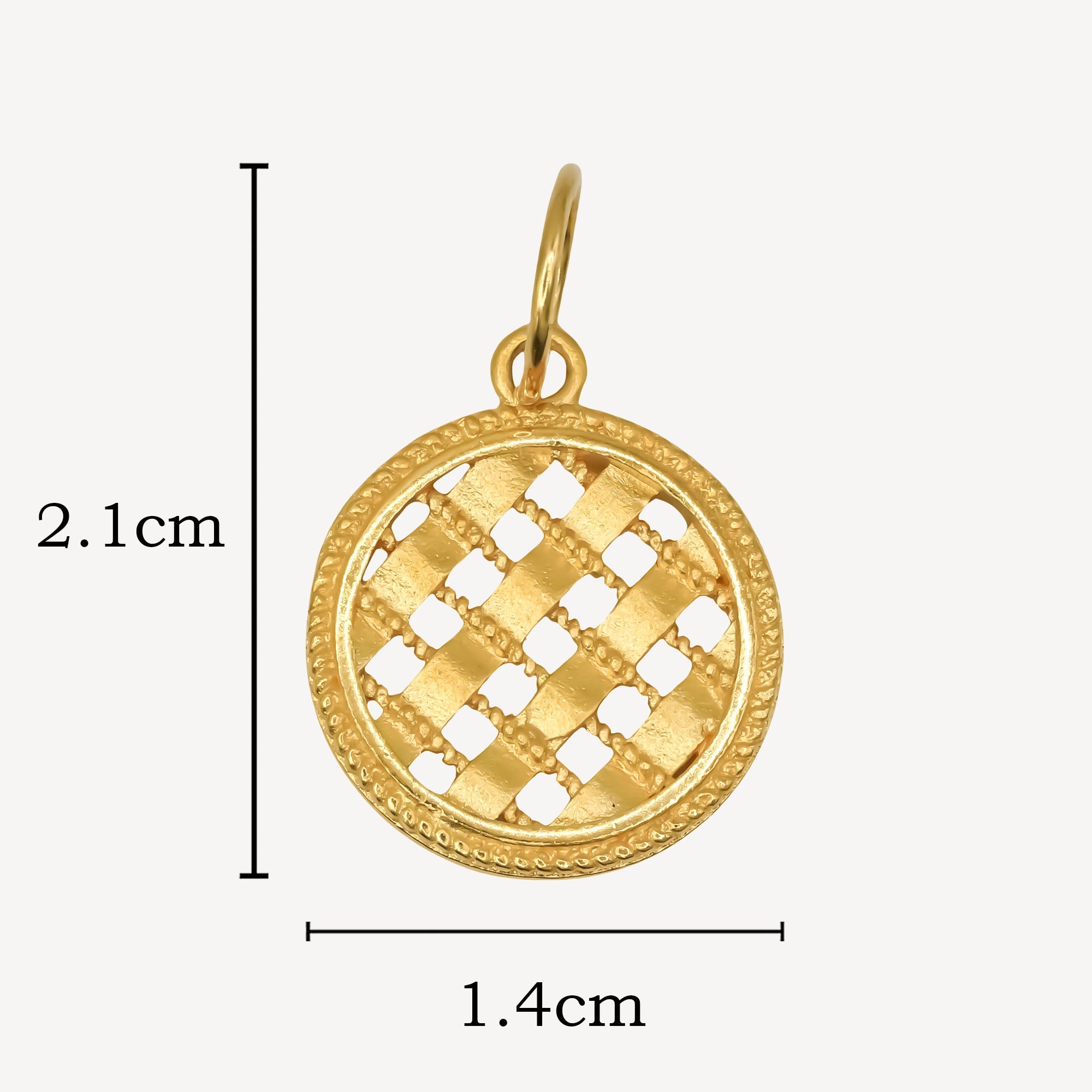 916 Gold Round Checker Pendant