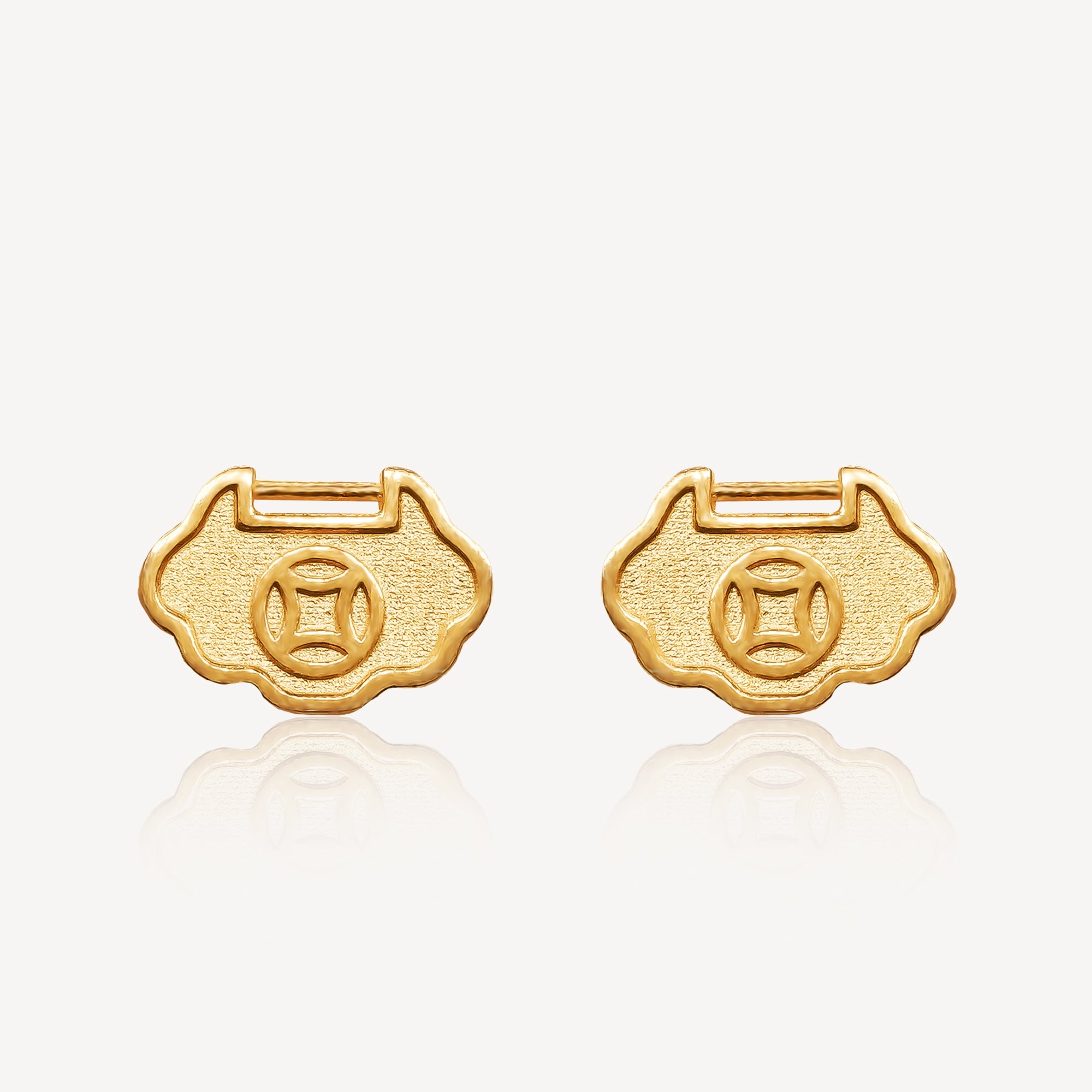 916 Gold Ruyi Coin Earring