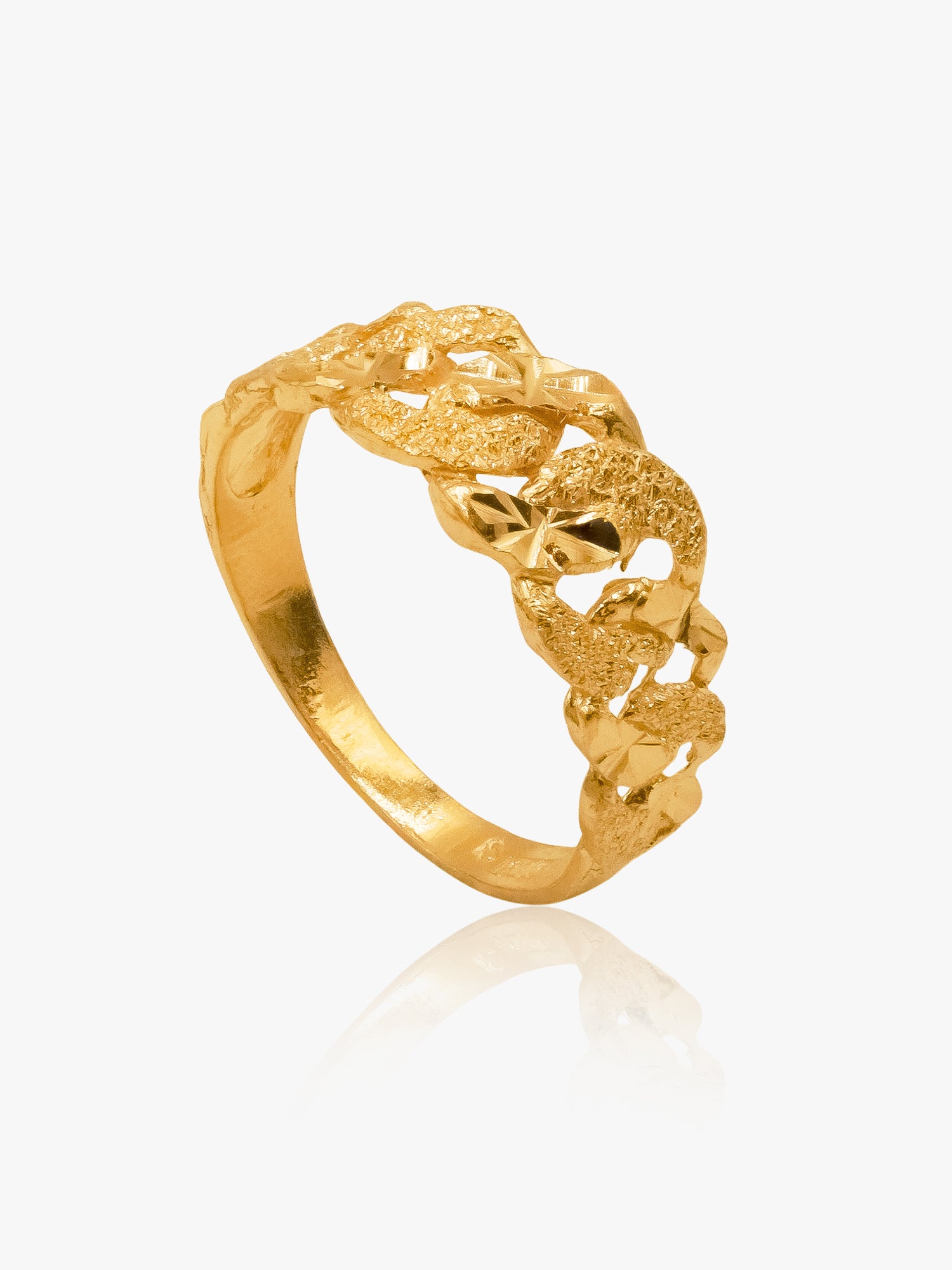 916 Gold Sandy Cuban Ring