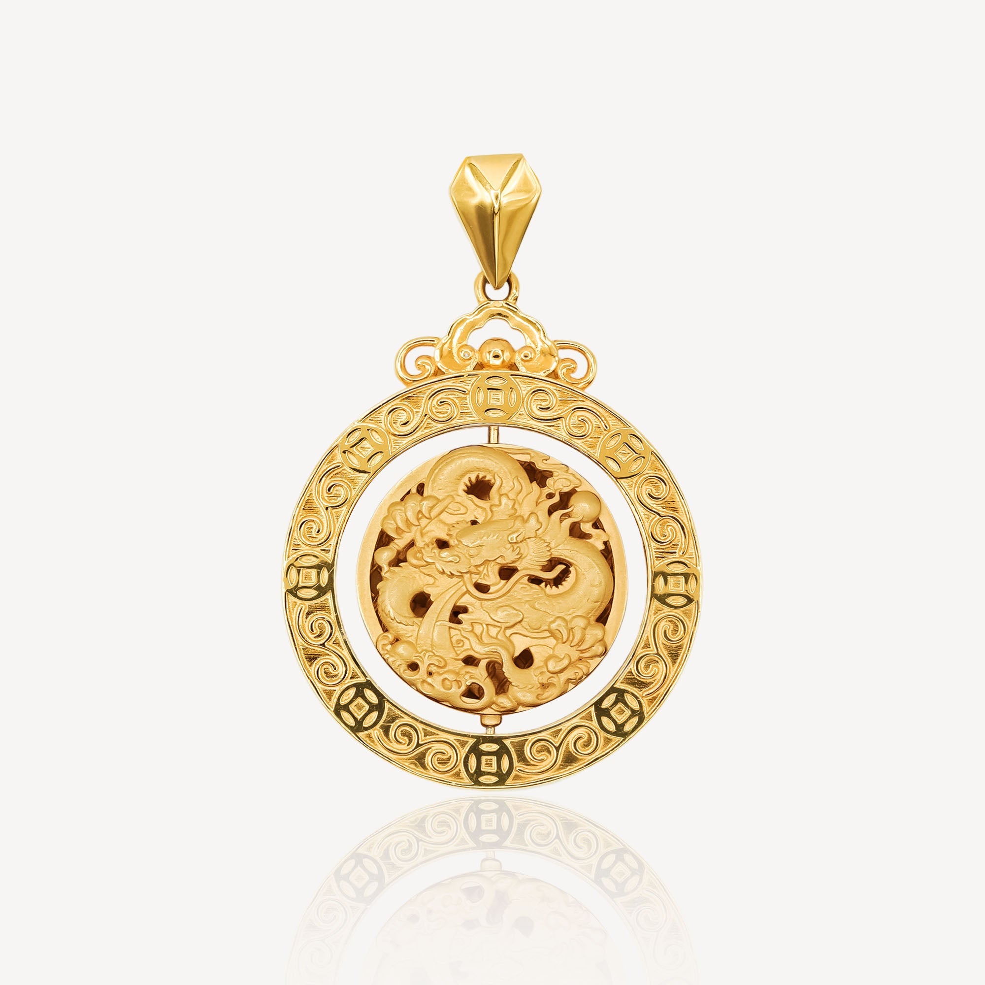 916 Gold Dragon Rotate Pendant