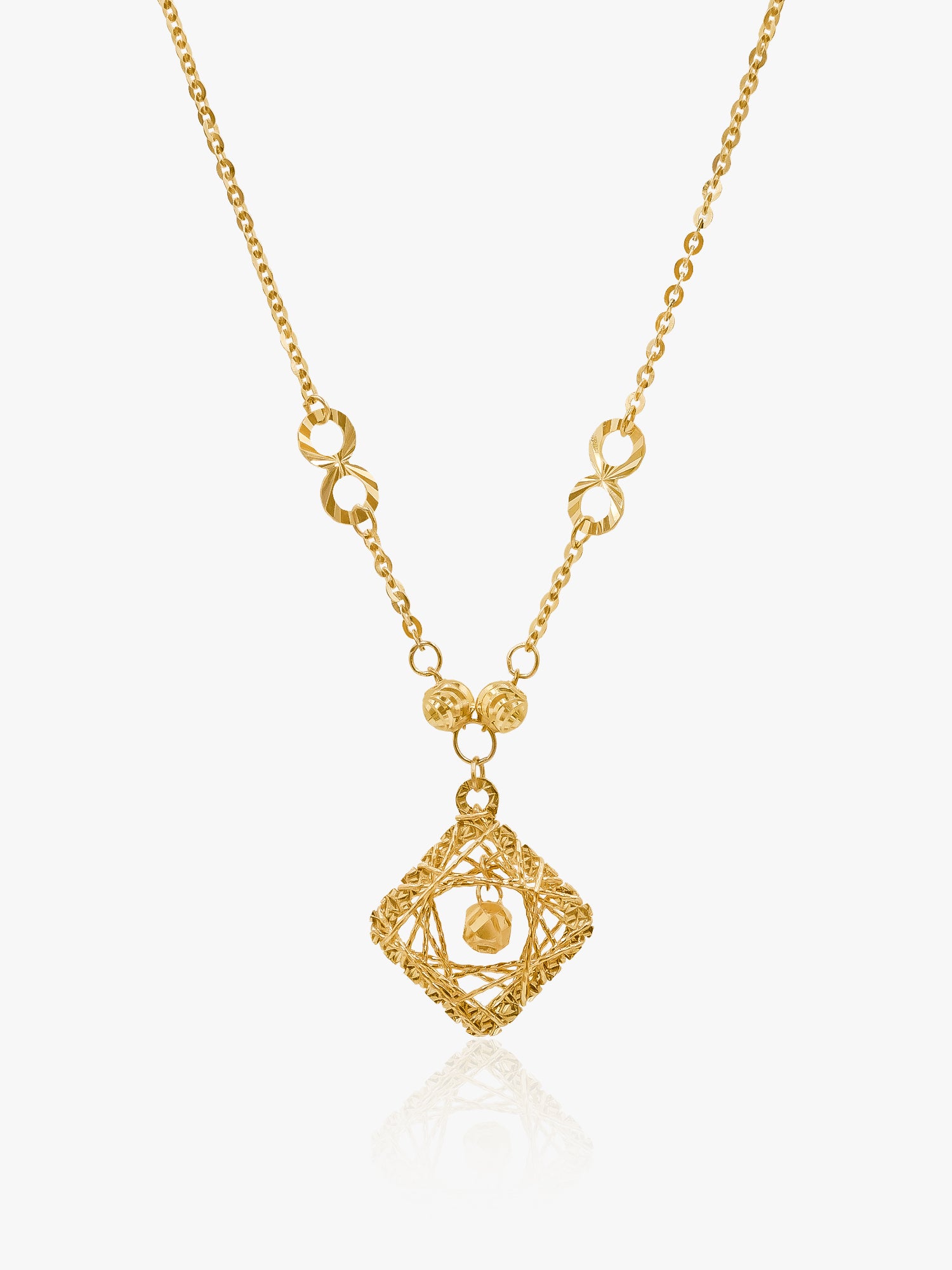916 Gold Square Lattice Style Set Chain