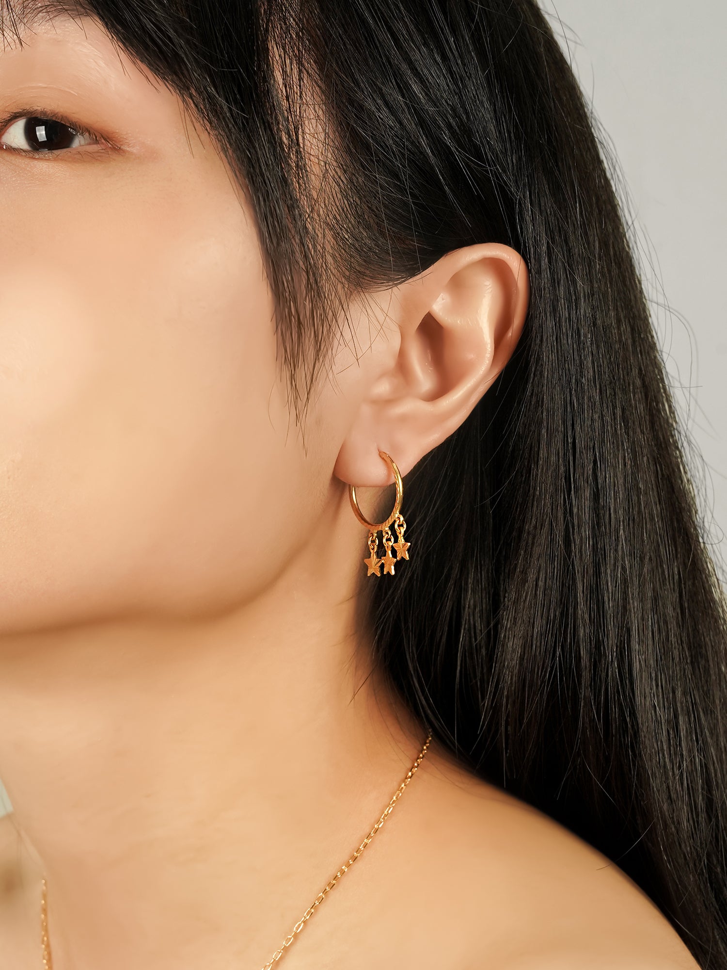 916 Gold Starry Hoop Earrings