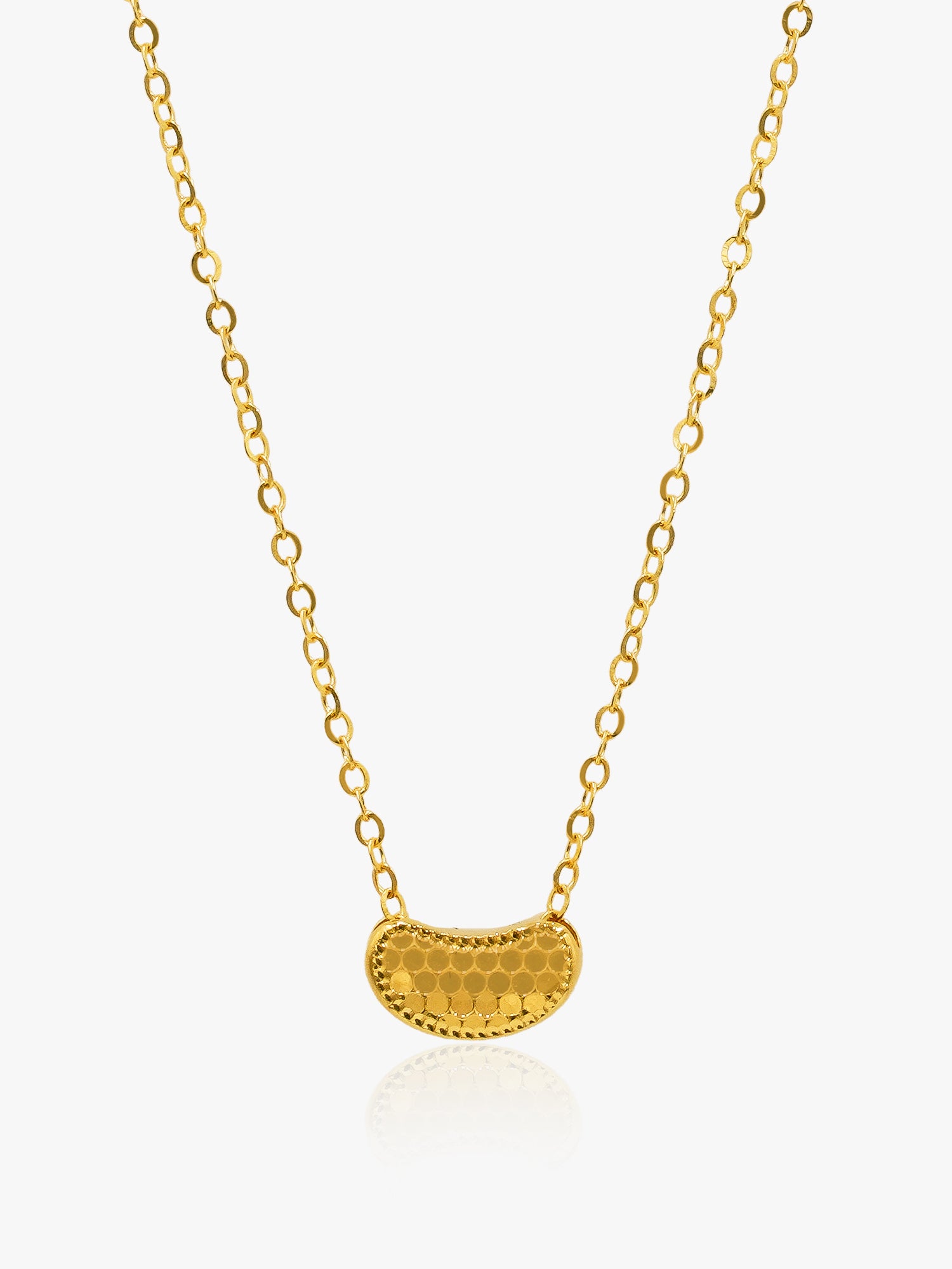 916 Gold Textured Bean Chain Set