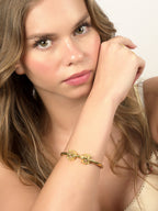 916 Gold Tiger Head Bangle