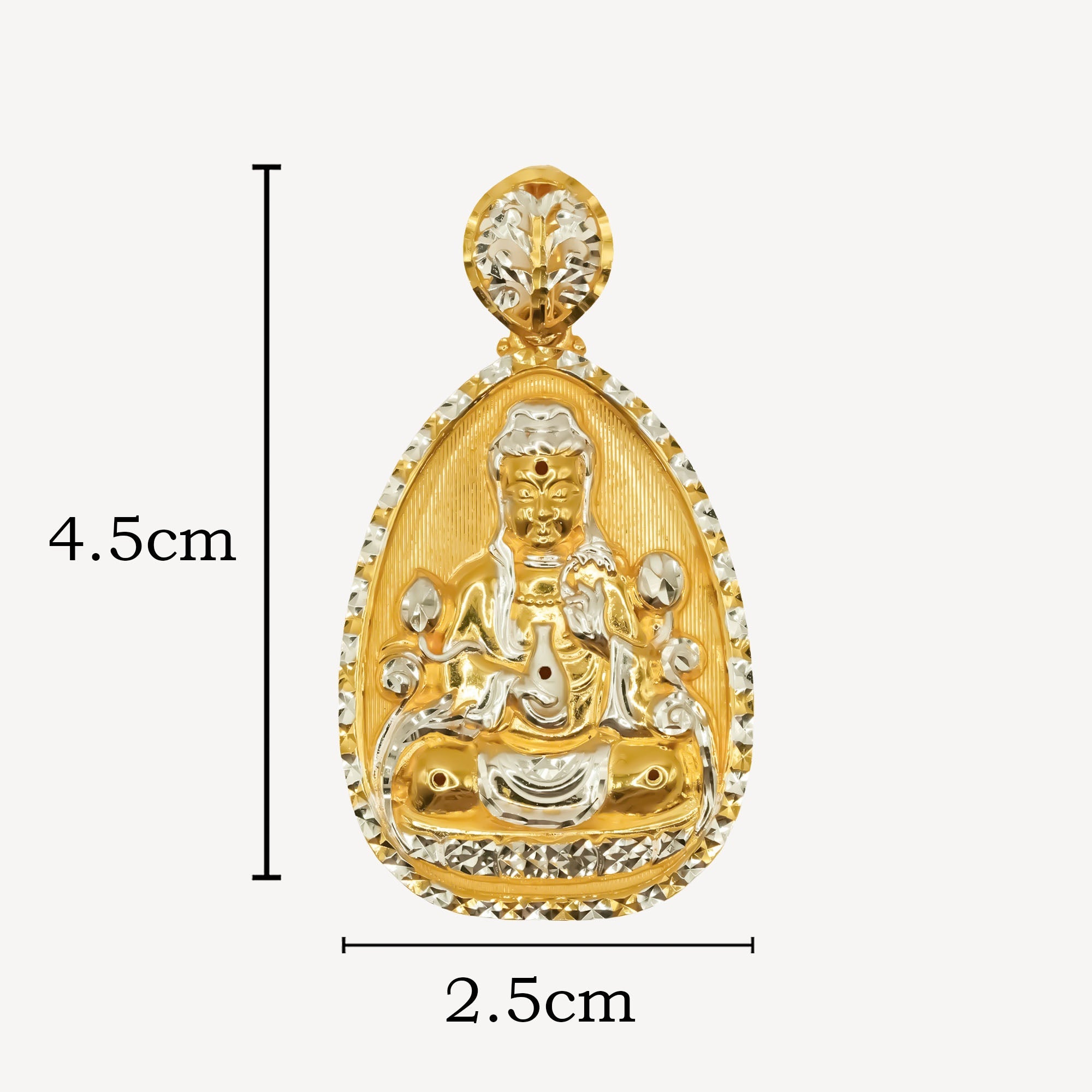 916 Gold Two Tone Guan Yin Pendant