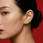 916 Gold Unicorn Horse Earring