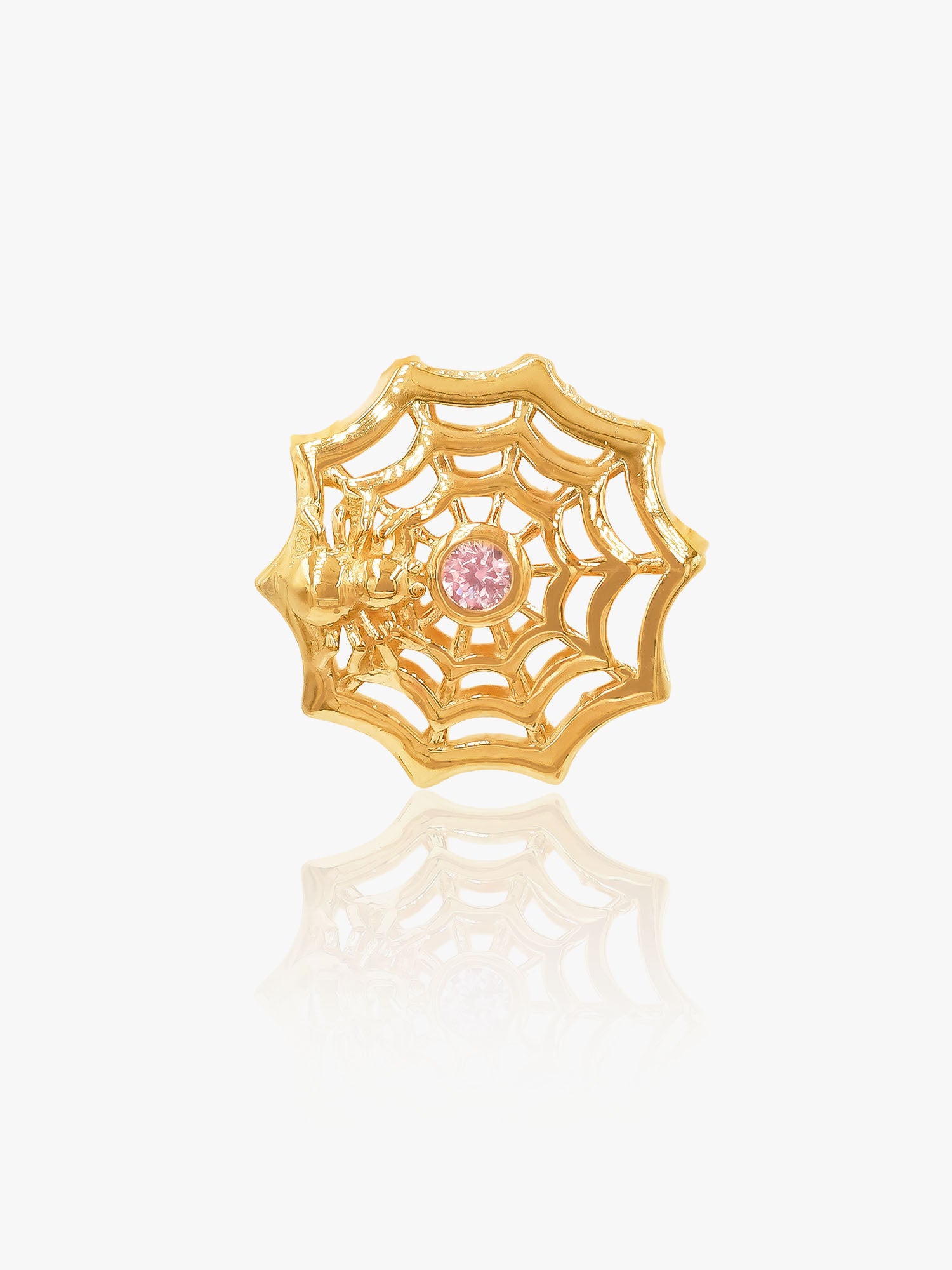 916 Gold Spider Web Charm