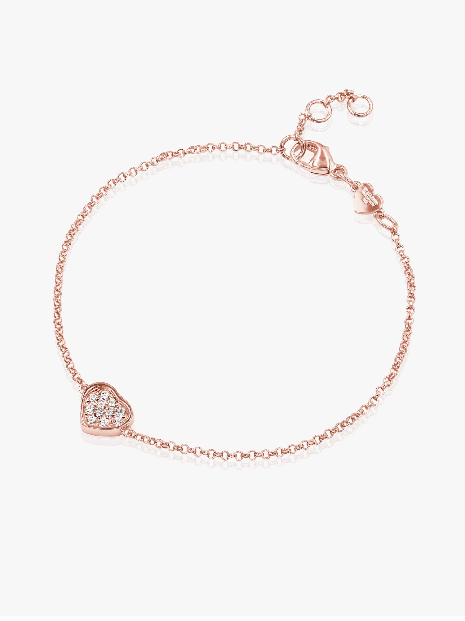 925 Rose Gold CZ Heart  Bracelet