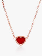 925 Rose Gold Red Heart Necklace