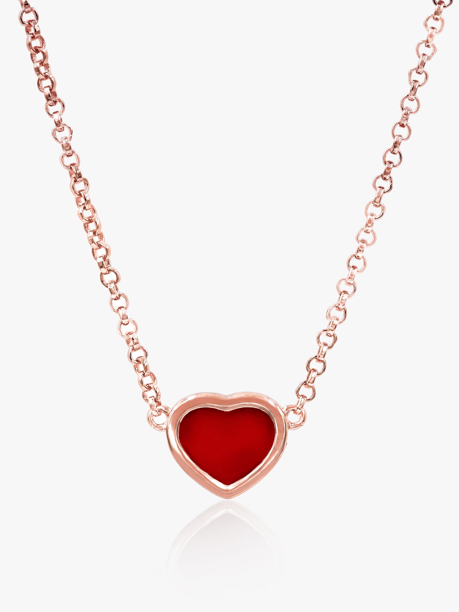 925 Rose Gold Red Heart Necklace