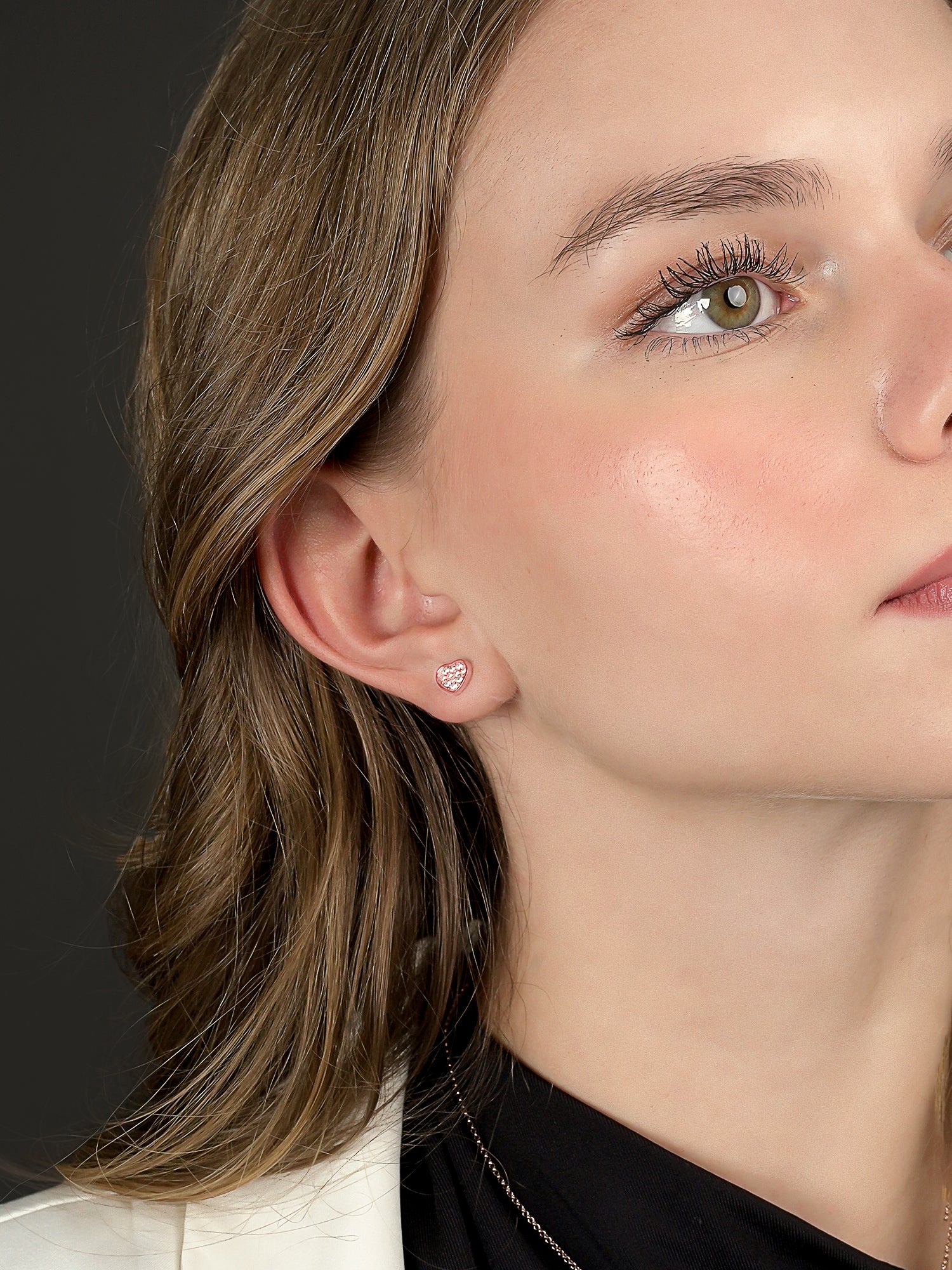 925 Rose Gold CZ Heart Earring