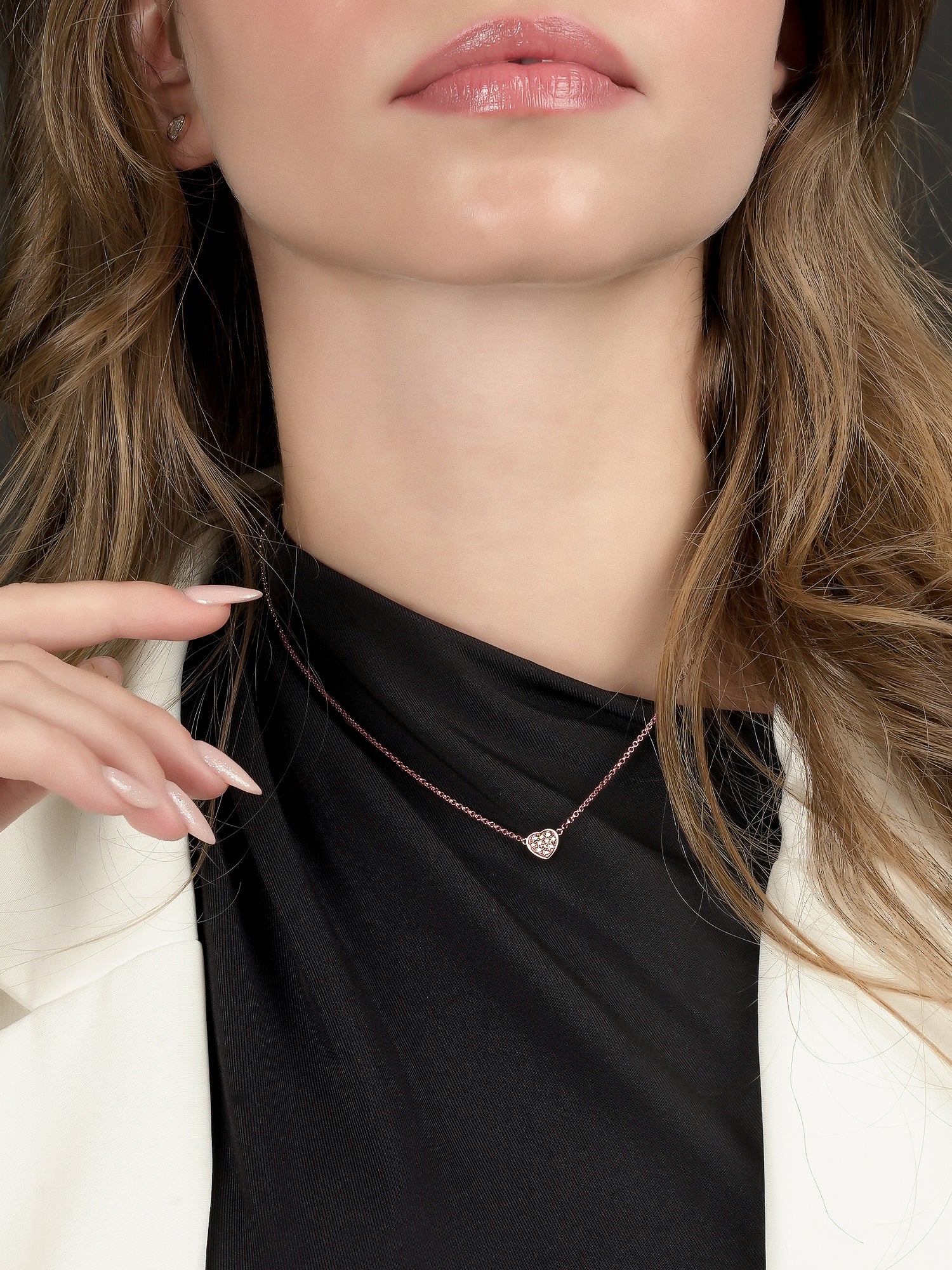 925 Rose Gold CZ Heart Necklace