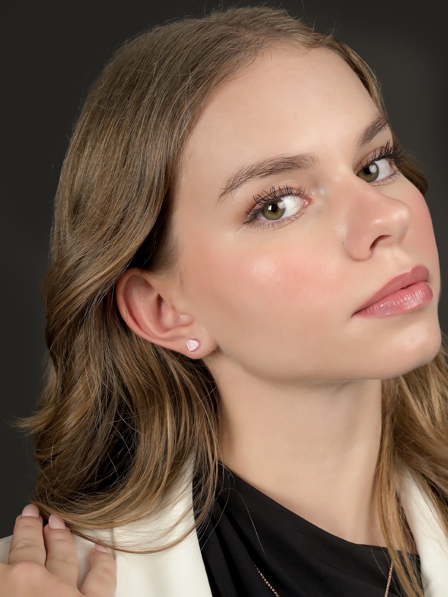 925 Rose Gold Pink Heart Earring