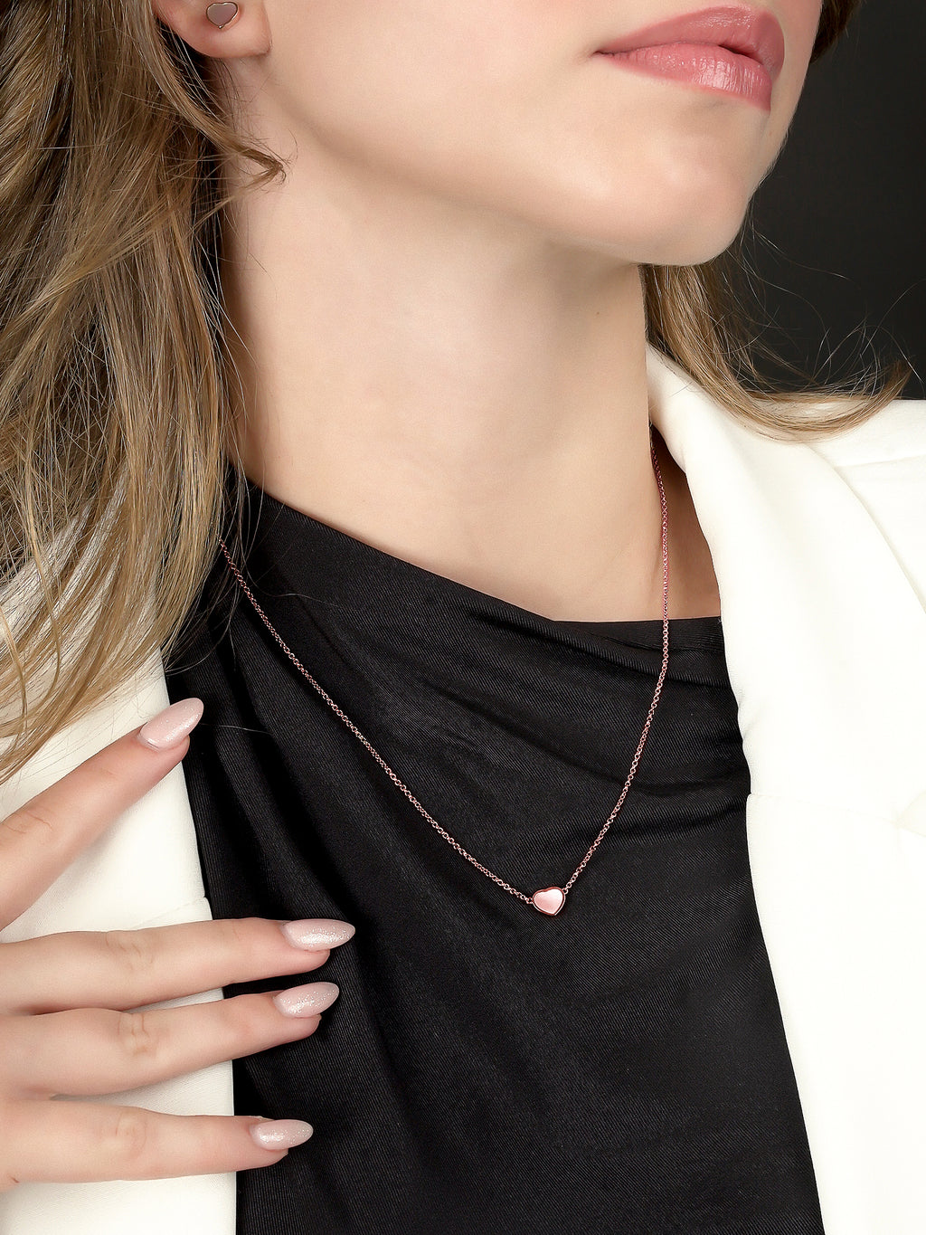 925 Rose Gold Pink Heart Necklace