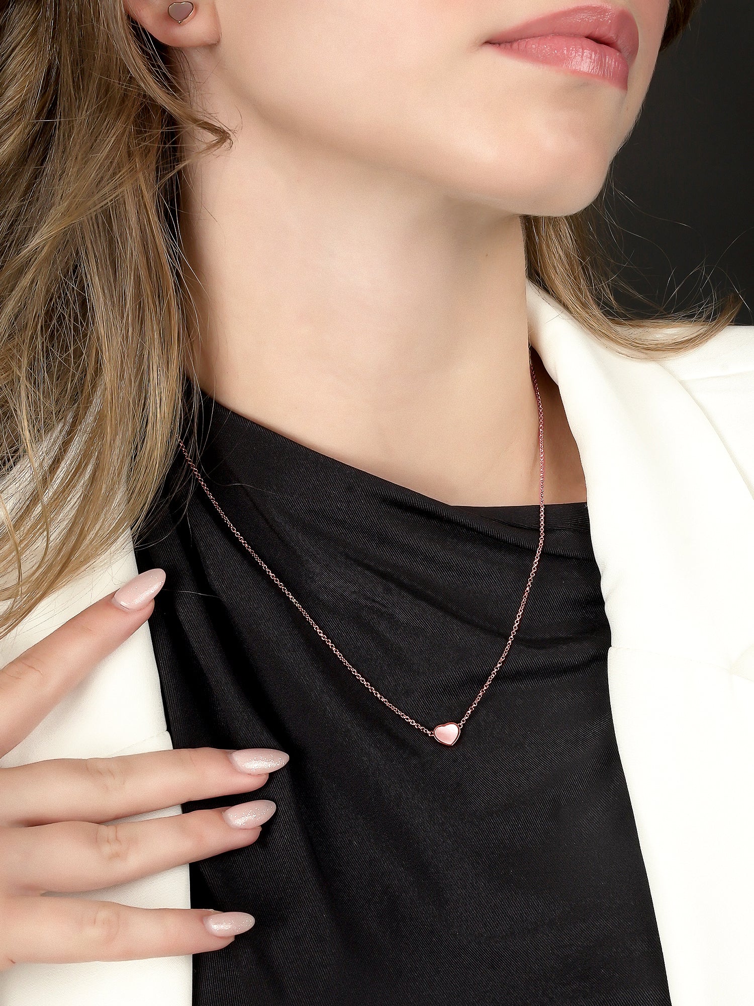 925 Rose Gold Pink Heart Necklace