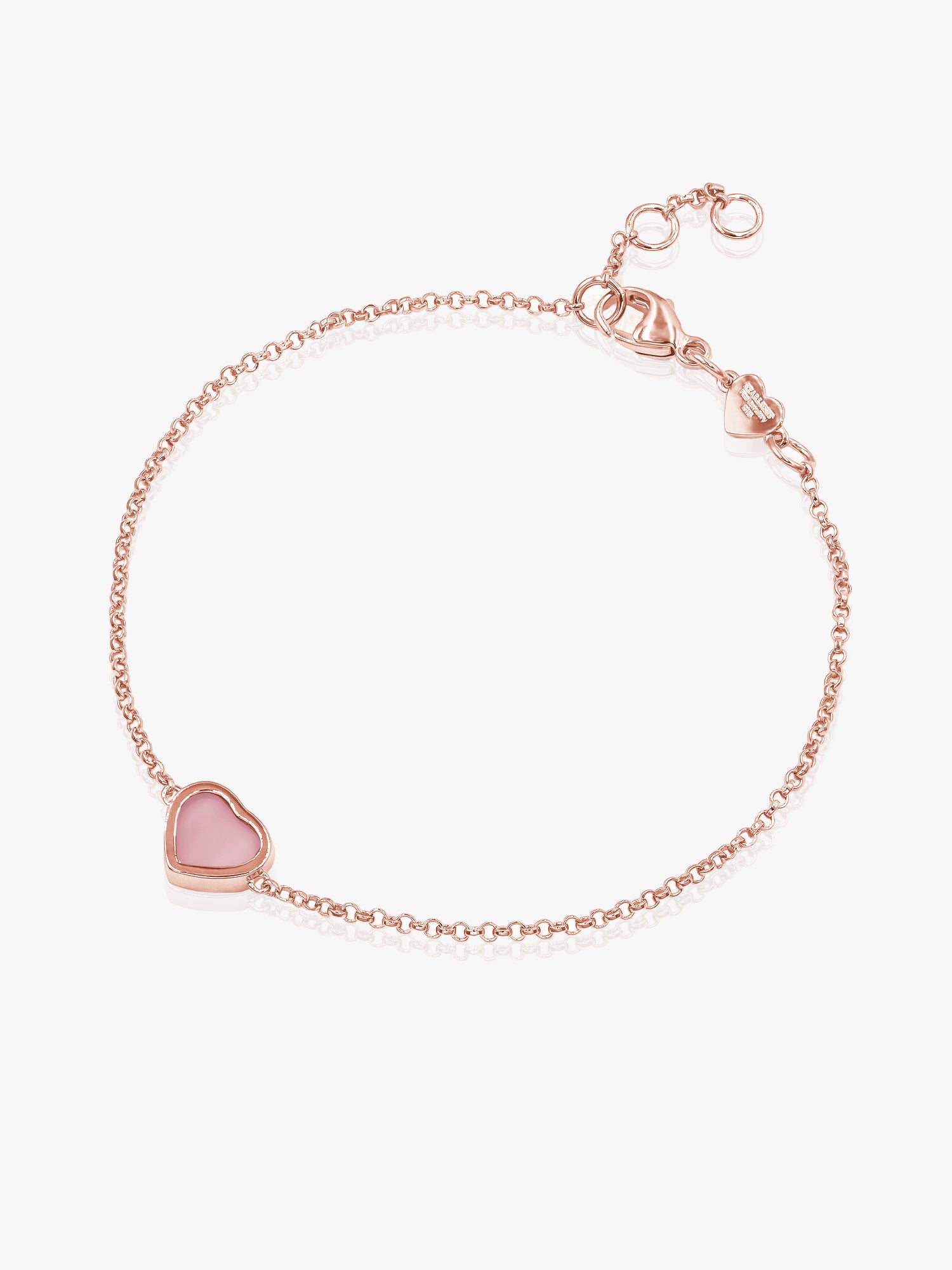 925 Rose Gold Pink Heart Bracelet