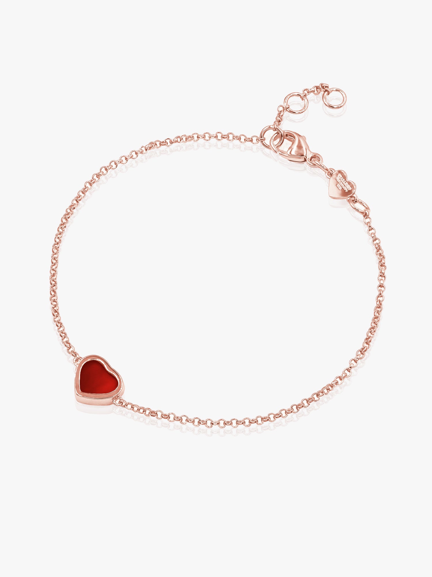 925 Rose Gold Red Heart Bracelet