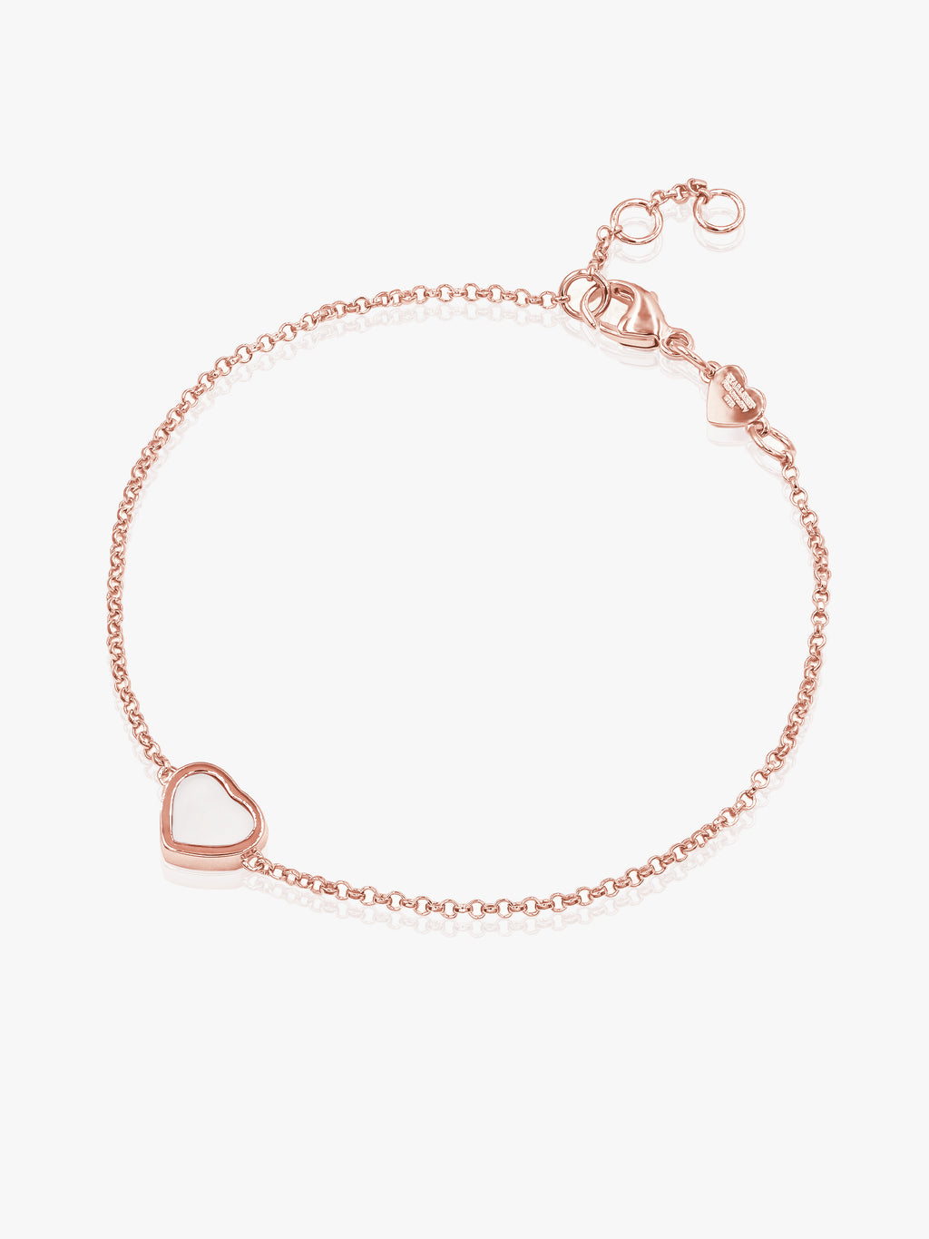 925 Rose Gold White Heart Bracelet