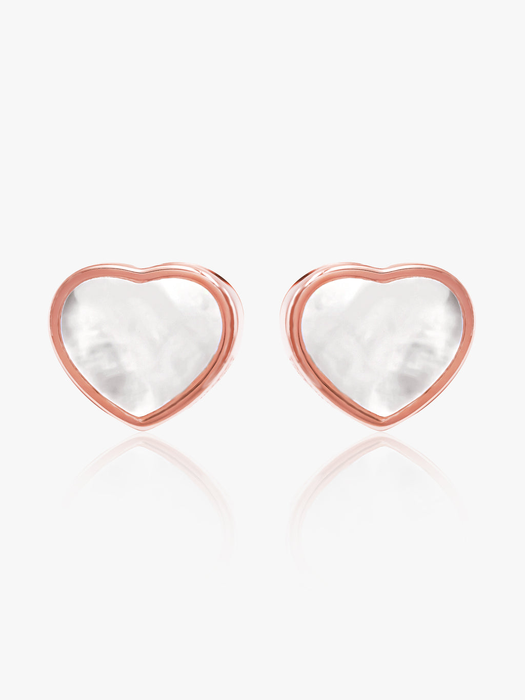 925 Rose Gold White Heart Earring