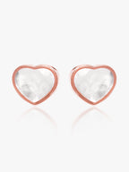 925 Rose Gold White Heart Earring