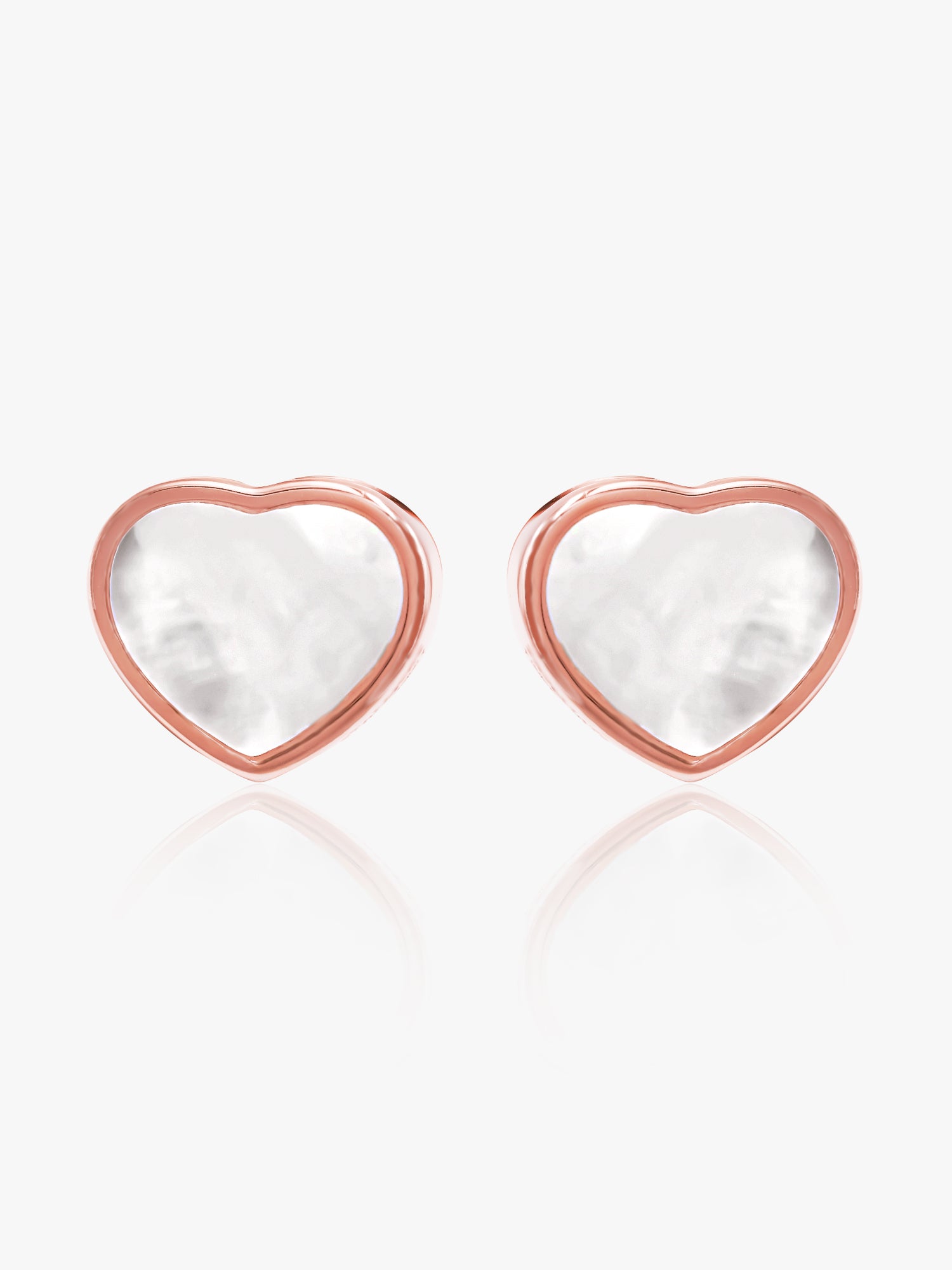 925 Rose Gold White Heart Earring