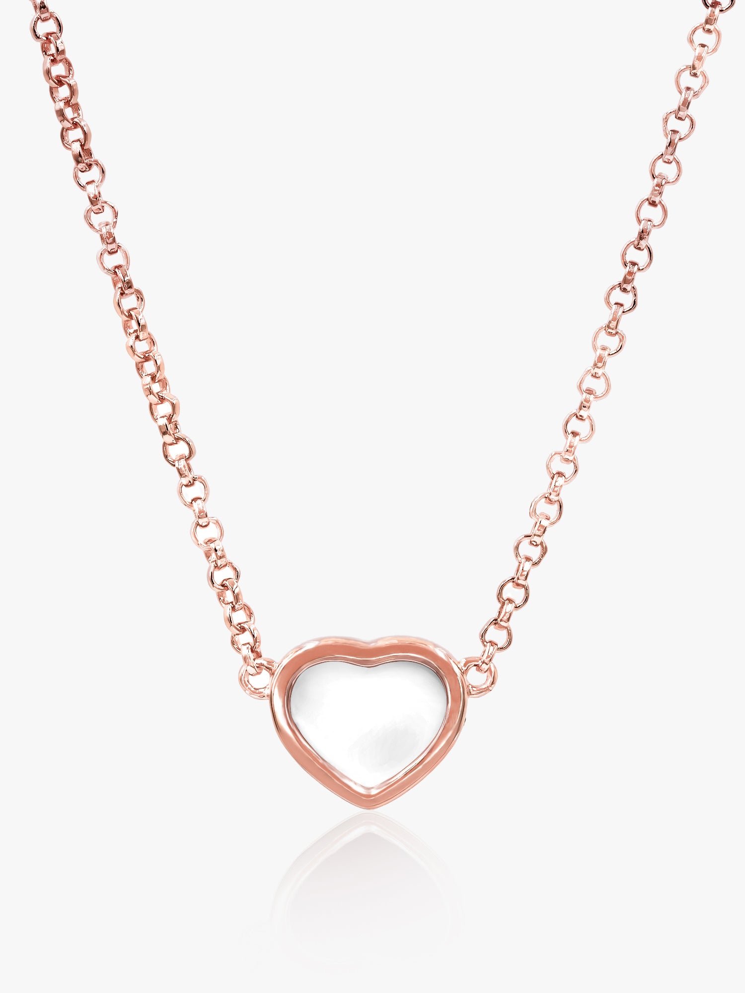 925 Rose Gold White Heart Necklace
