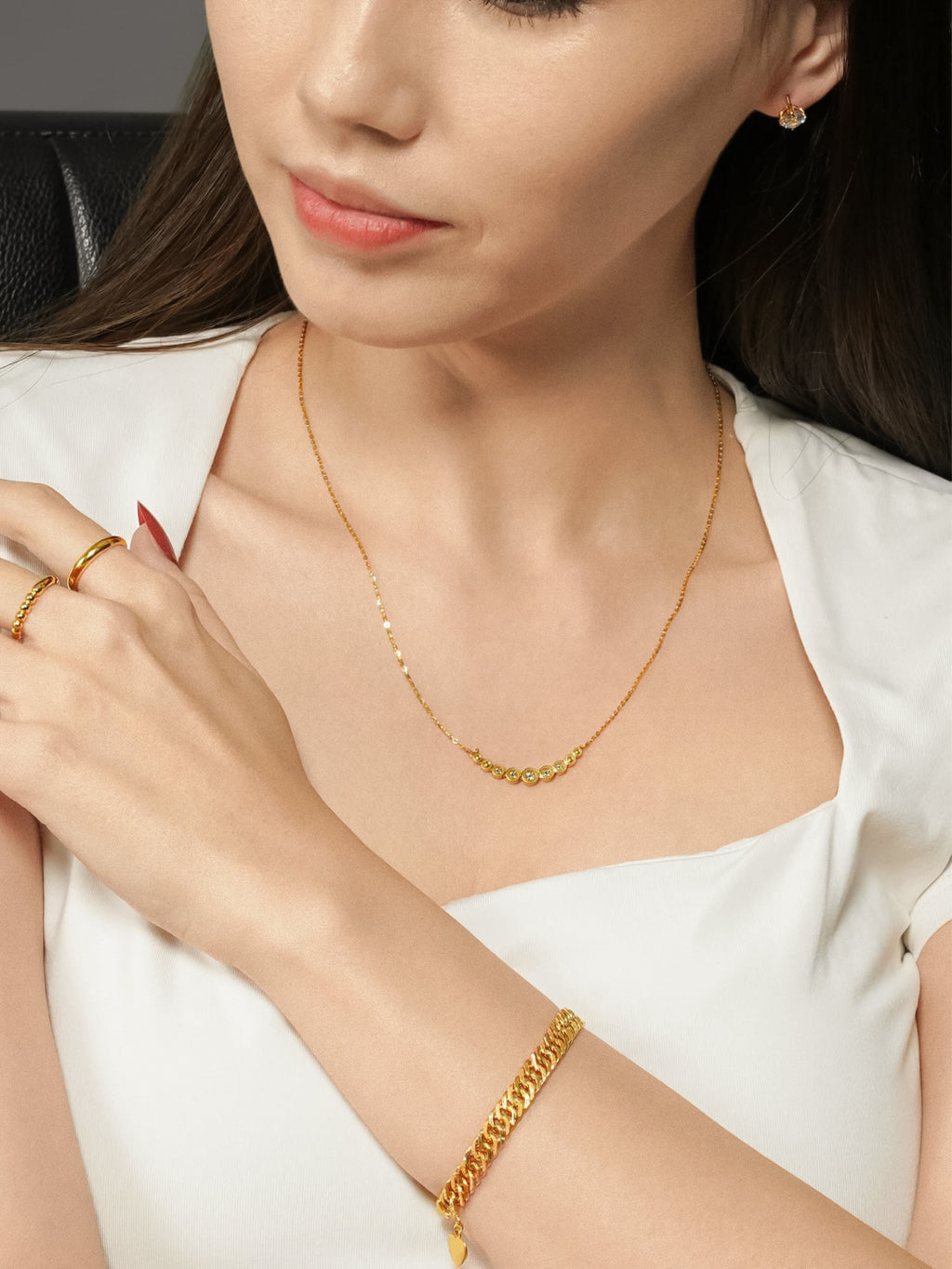 999 Gold Radiance Necklace with Zirconia