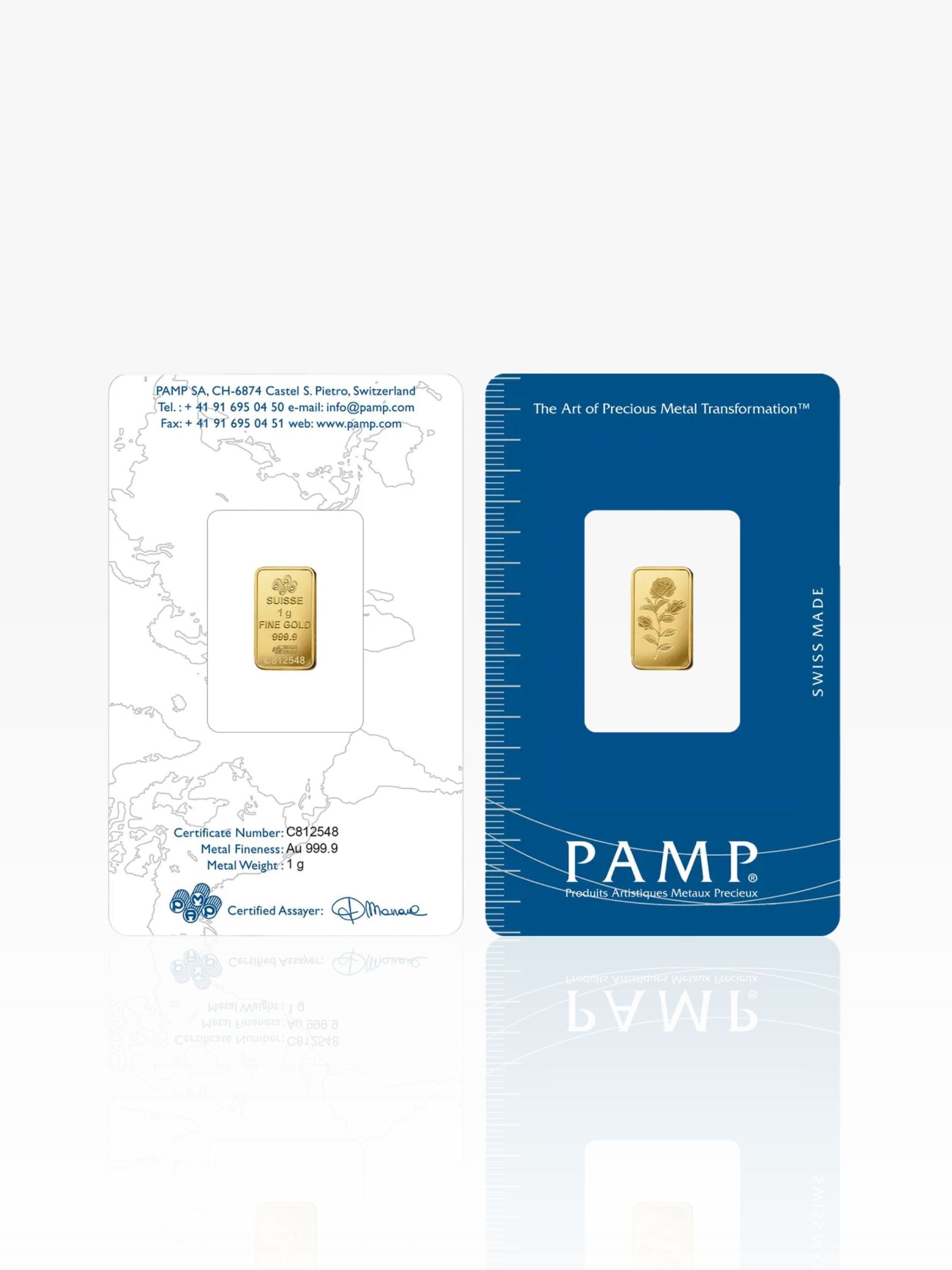 999 Gold Bar PAMP Rosa - 1 Gram