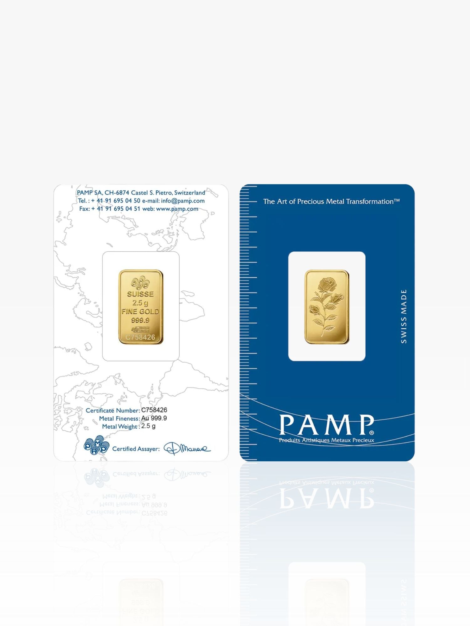 999 Gold Bar PAMP Rosa - 2.5 Gram