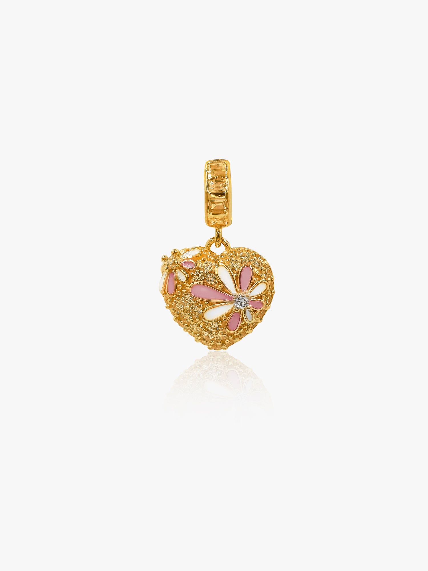 916 Gold Floral Heart Charm