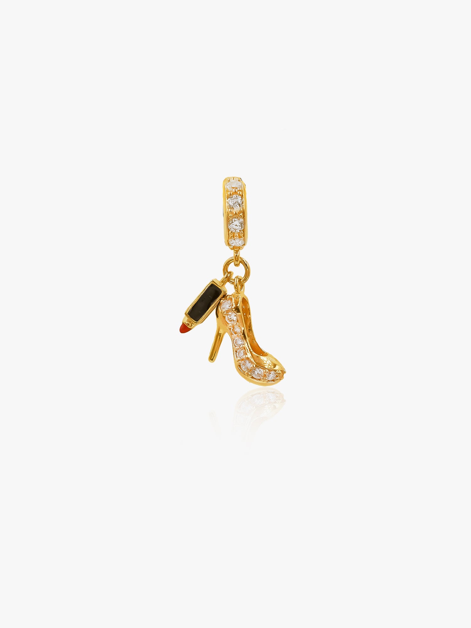 916 Gold Glamour Duo Charm – High Heel & Lipstick Design
