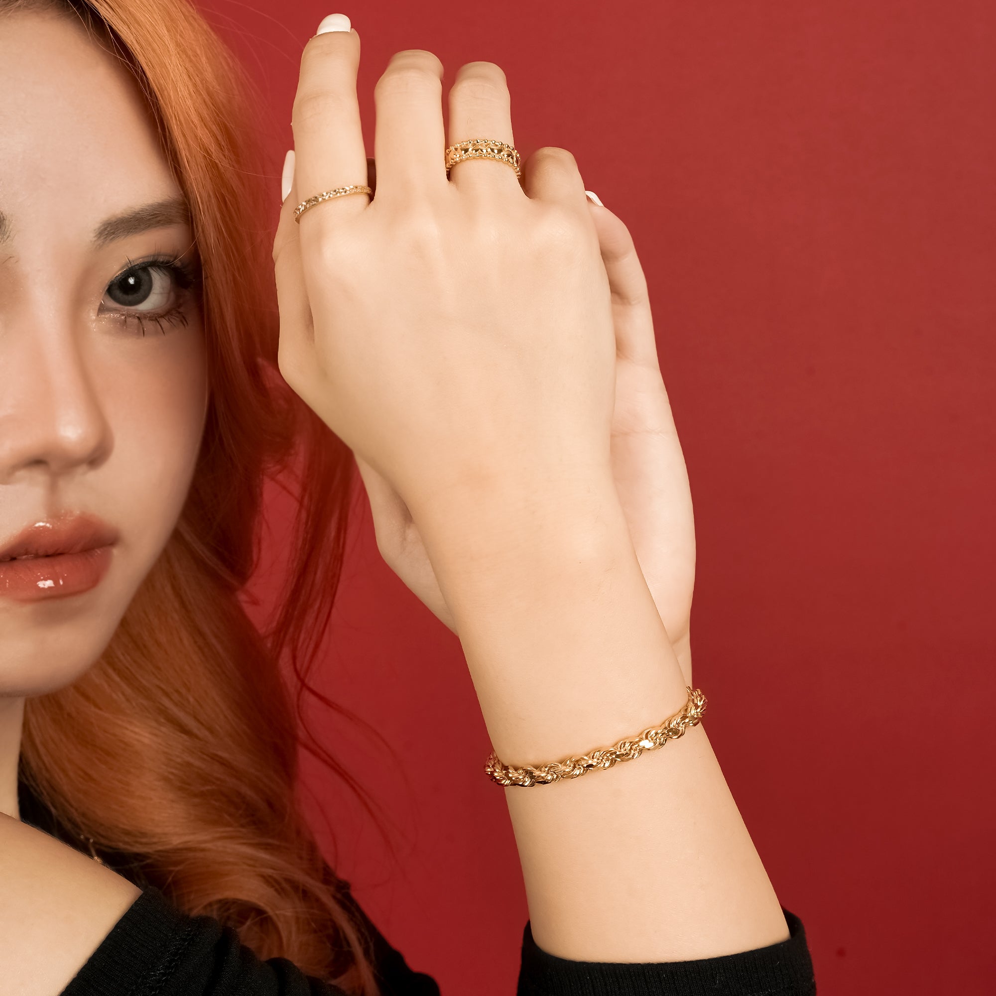 916 Gold Hollow Rope Bracelet - Top Gold Shop