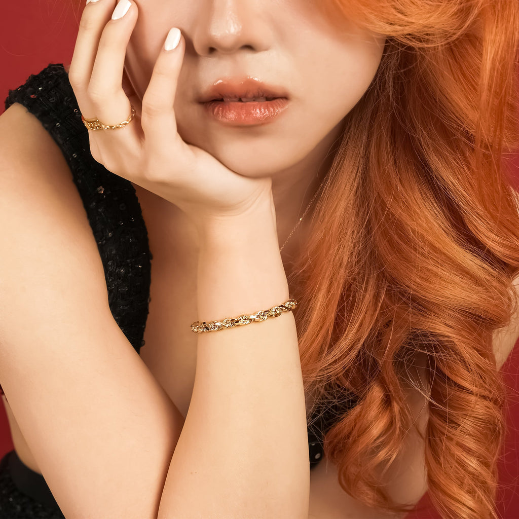916 Gold Hollow Rope Bracelet - Top Gold Shop